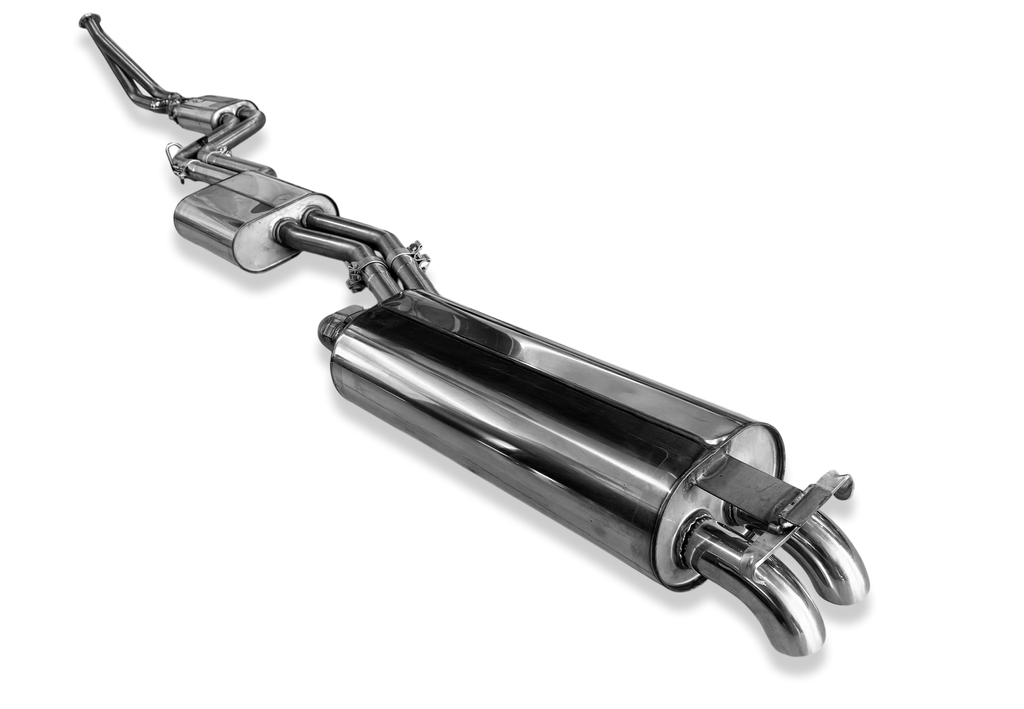 Fox passend fürMercedes W123/S123 - 4 Zylinder Komplettanlage ab Motor, bestehend aus End, Mittel- und Vorschalldämpfer mit Krümmerrohren - 2x55 Typ 26