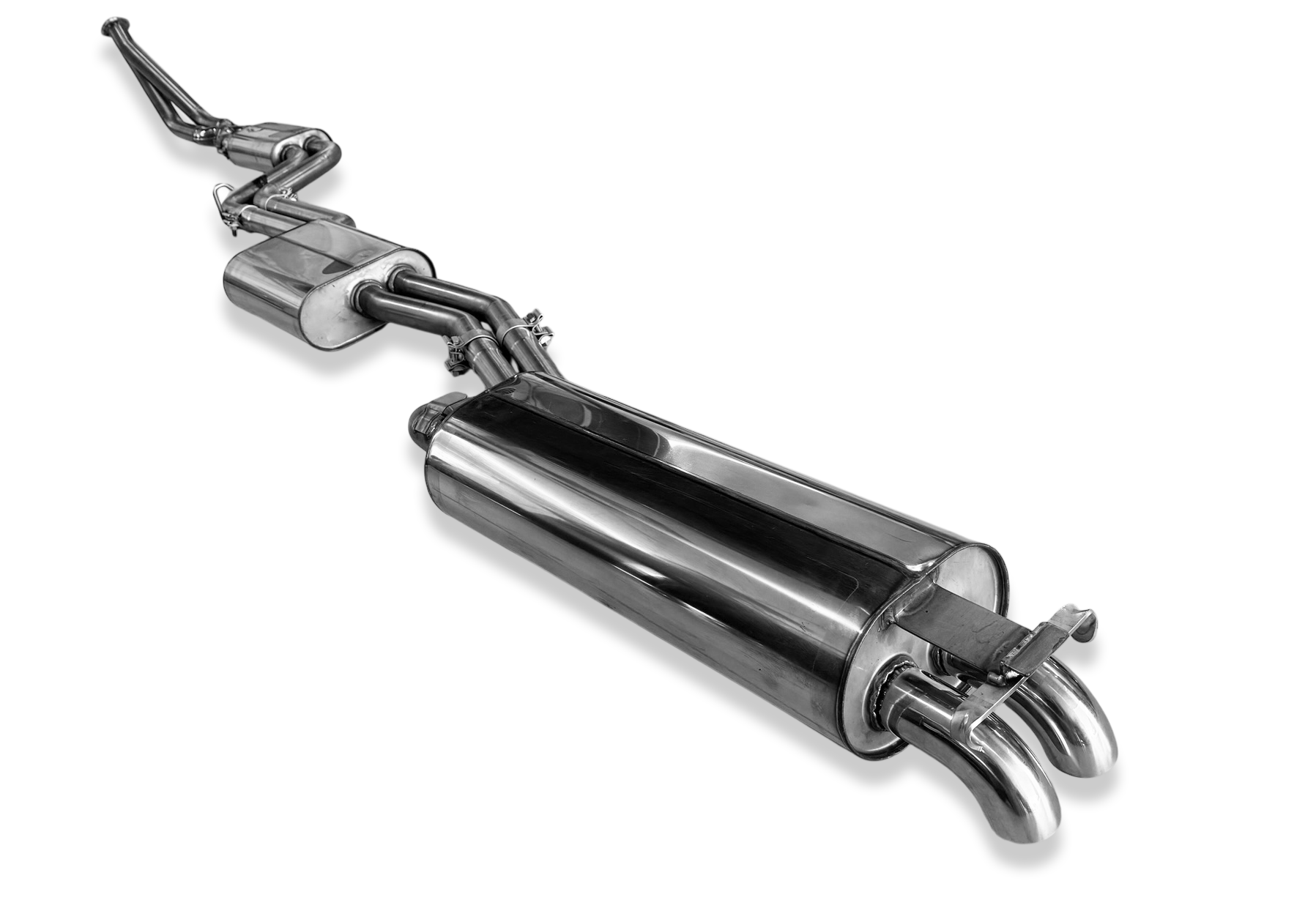 Fox passend fürMercedes W123/S123 - 4 Zylinder Komplettanlage ab Motor, bestehend aus End, Mittel- und Vorschalldämpfer mit Krümmerrohren - 2x55 Typ 26