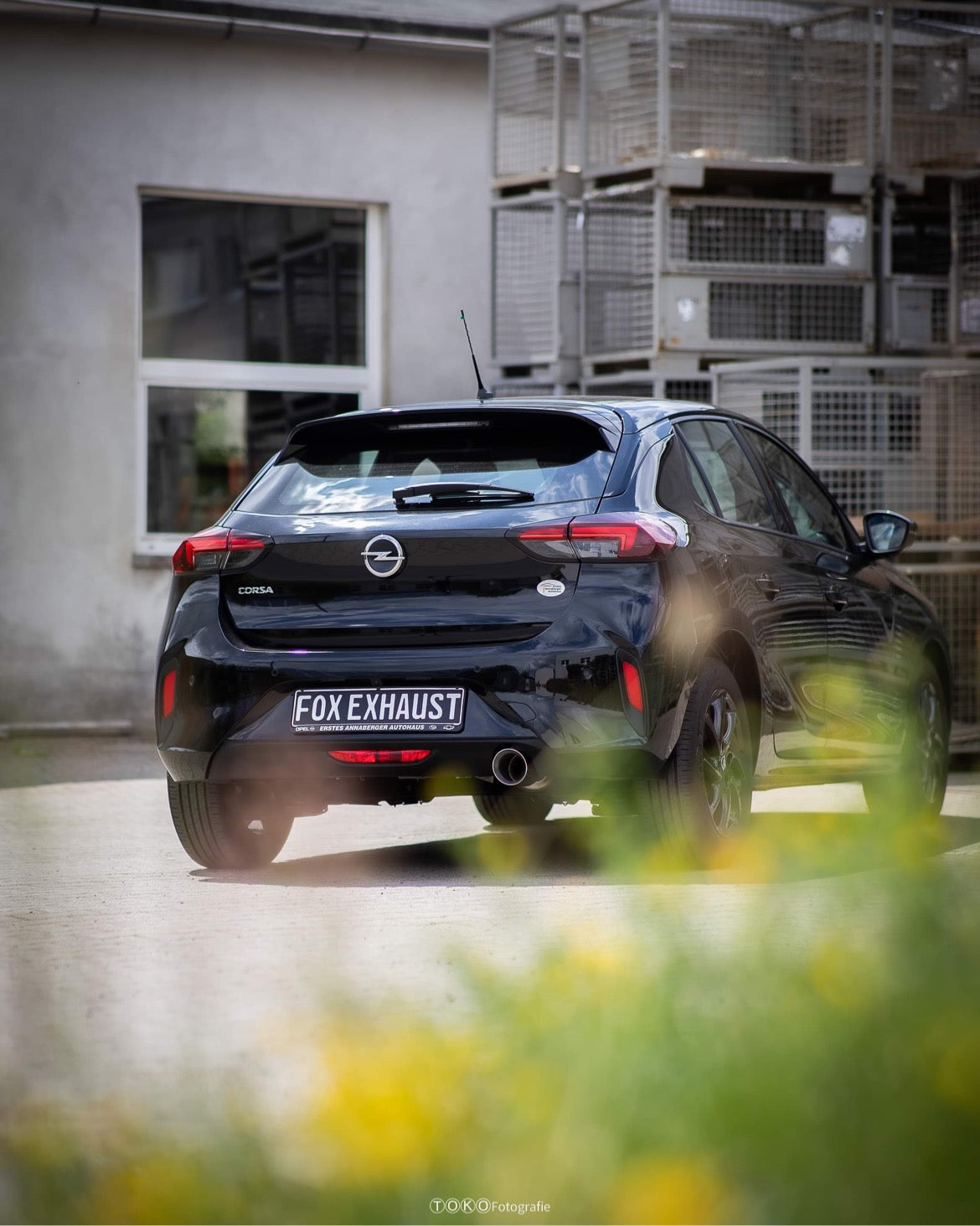 Fox passend für Opel Corsa F End- und Vorschalldämpfer - 1x100 Typ 25 schwarz emalliert