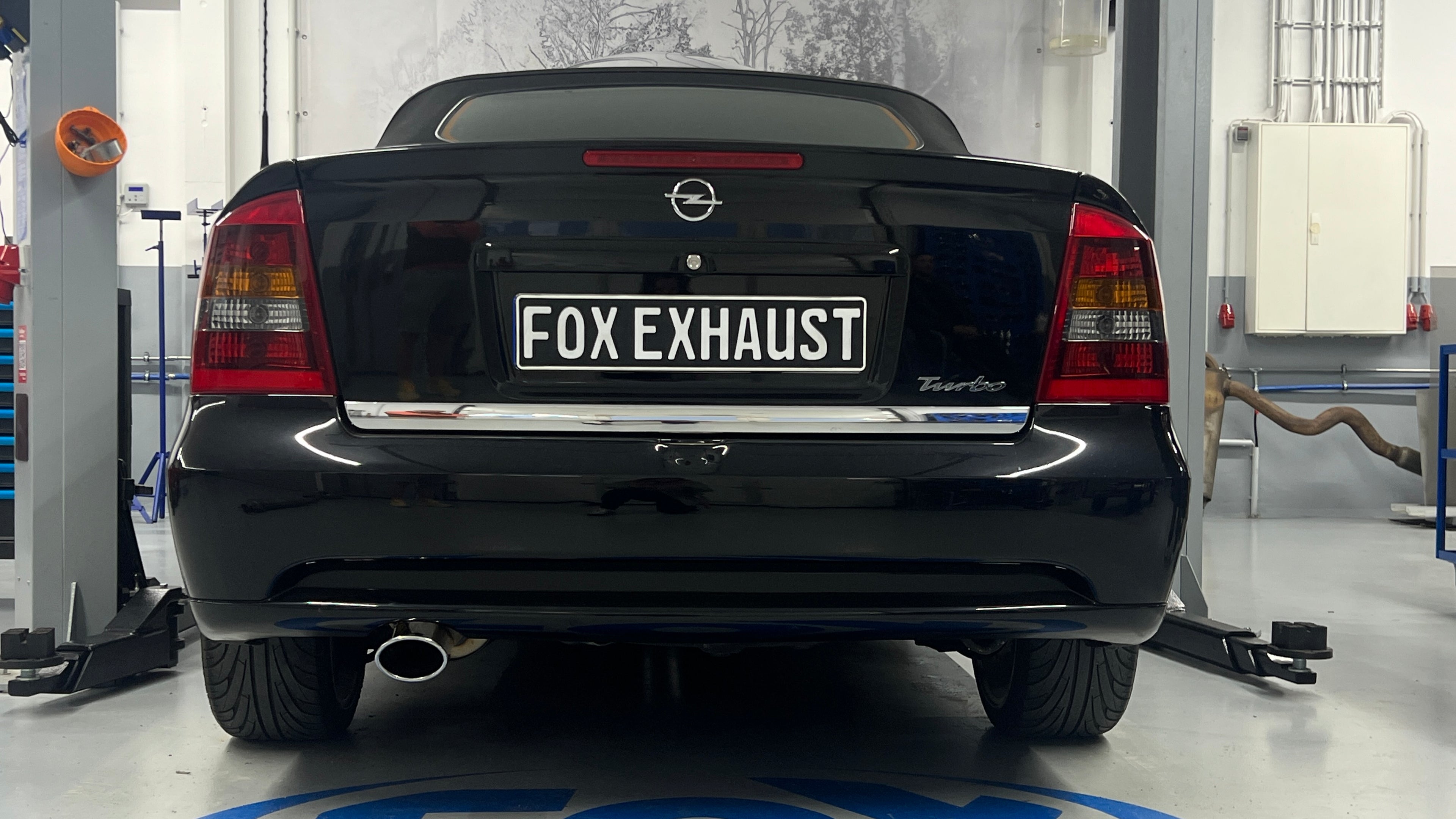 Fox passend für Opel Astra G Coupe Turbo Endschalldämpfer einflutig Ø70mm - 115x85 Typ 32