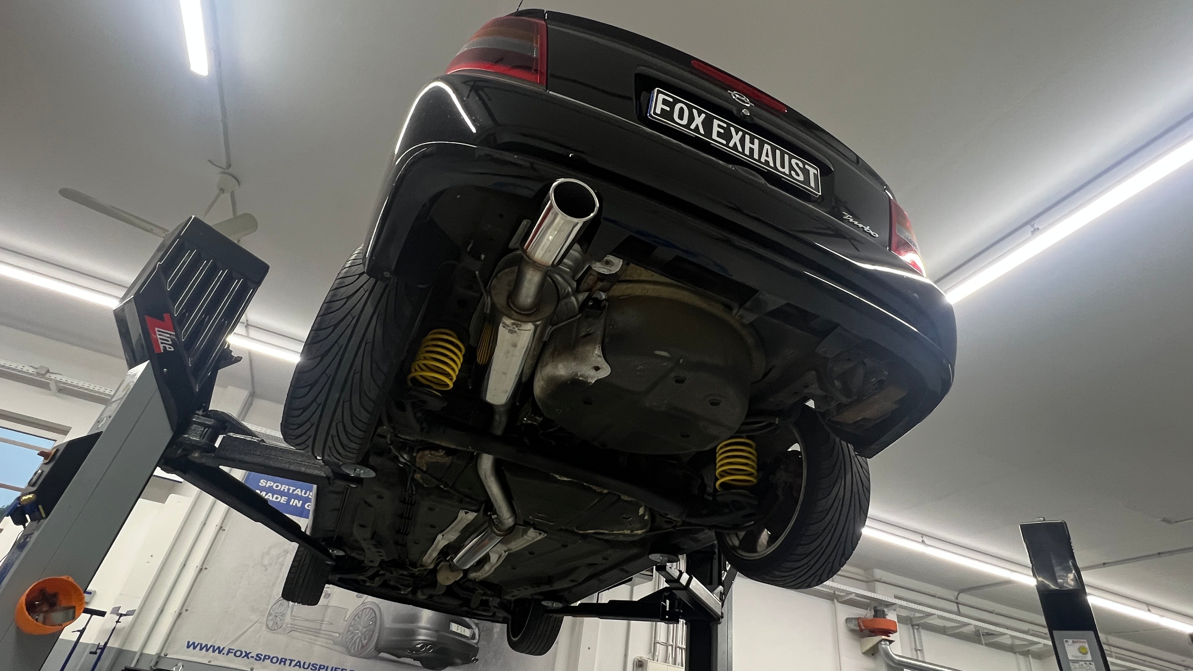 Fox passend fürOpel Astra G Coupe Turbo Endschalldämpfer einflutig Ø70mm mit Vorschalldämpfer - 115x85 Typ 32