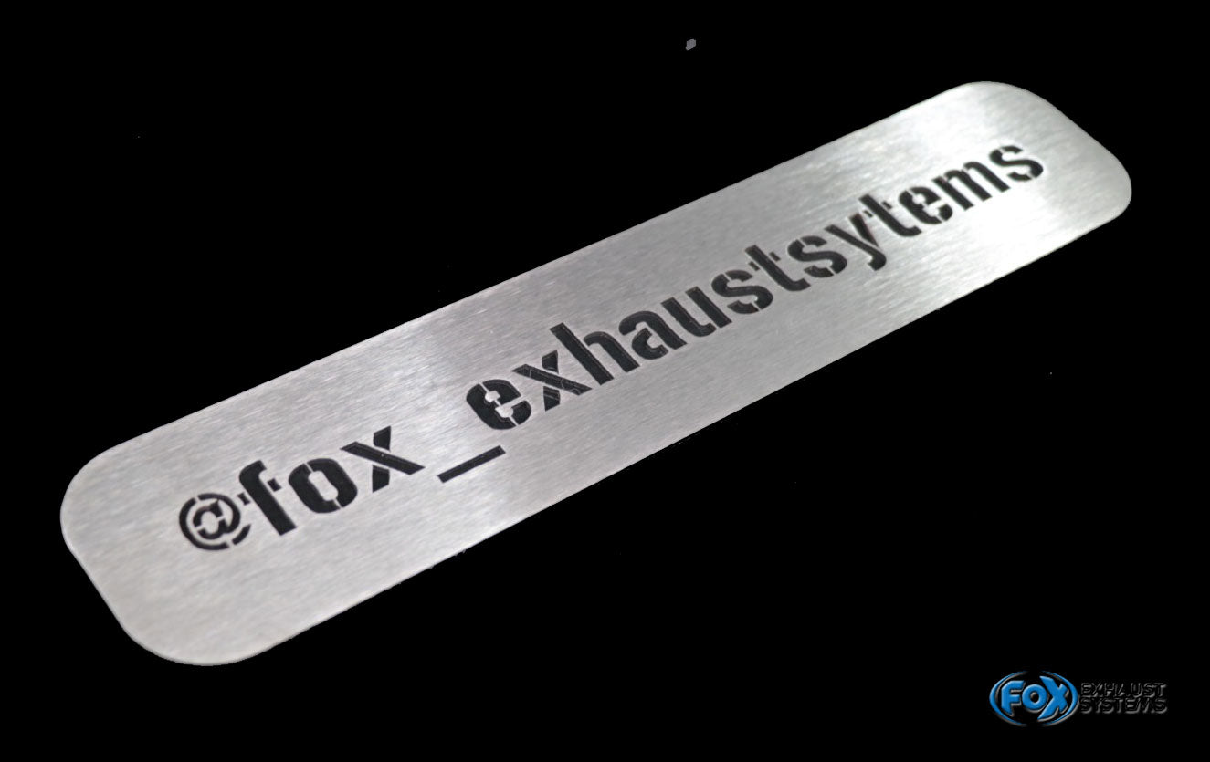 Fox Edelstahlplatte "@fox_exhaustsystems" 300x60mm
