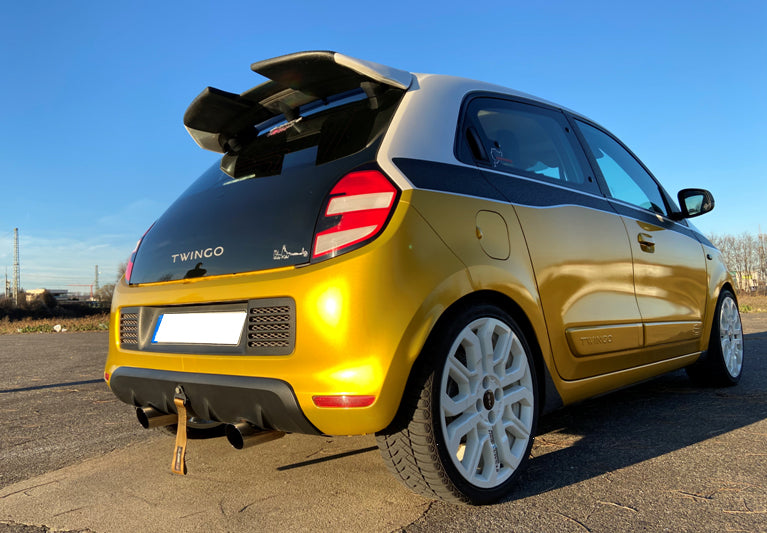 Fox passend fürRenault Twingo III 4-Türer - BCM Endschalldämpfer quer Ausgang rechts/links inkl. Flexstück - 1x80 Typ 14 rechts/links