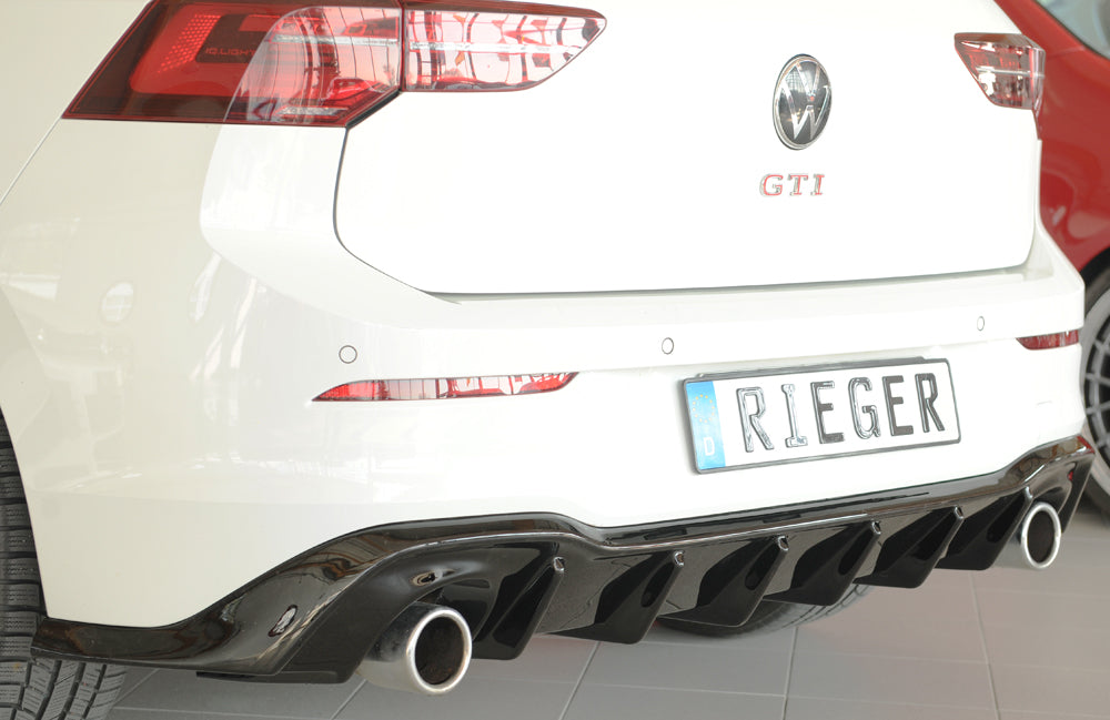 Fox passend für Rieger Heckeinsatz - Golf 8 - ABS schwarz glänzend VW Golf 8 GTI: 08.20- | 5-tür.