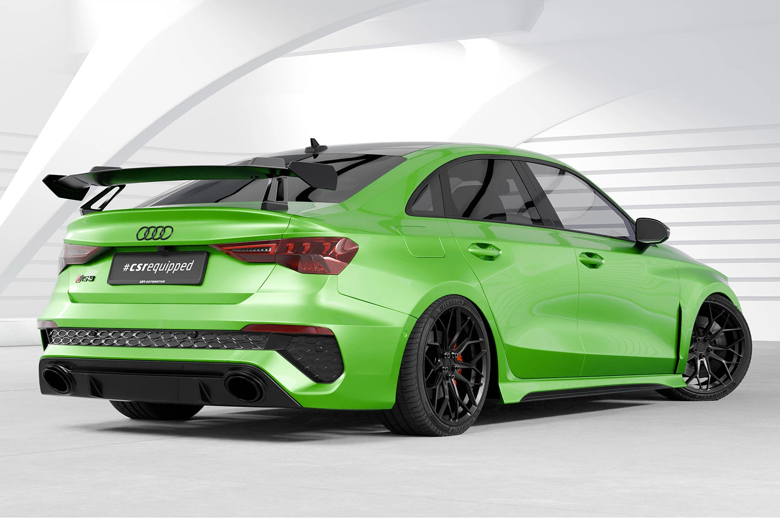 CSR Schwanenhals Heckflügel mit ABE für Audi A3 / S3 / RS3 (8Y) Limousine SHF057-D01-F002-F-L | Unlackiert roh (Lackierung erforderlich)