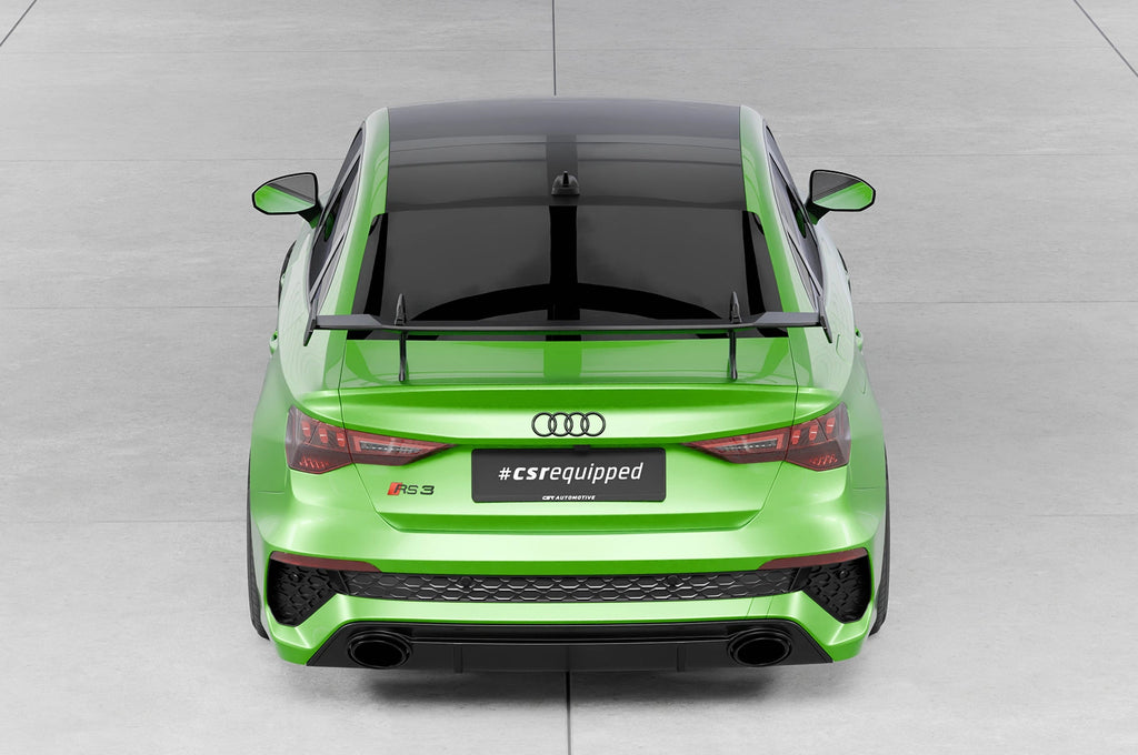 CSR Schwanenhals Heckflügel mit ABE für Audi A3 / S3 / RS3 (8Y) Limousine SHF057-D02-F002-C | Carbon Look Hochglanz (keine Lackierung erforderlich)