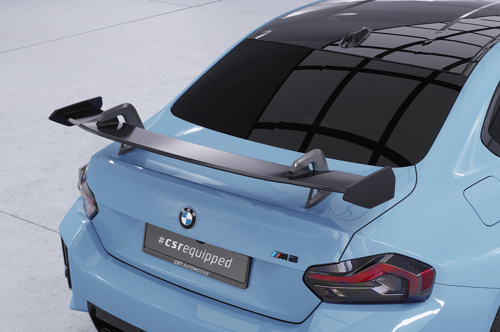 CSR Schwanenhals Heckflügel mit ABE für BMW 2er G42 / M2 G87 Coupe SHF056-D02-F002-C | Carbon Look Hochglanz (keine Lackierung erforderlich)
