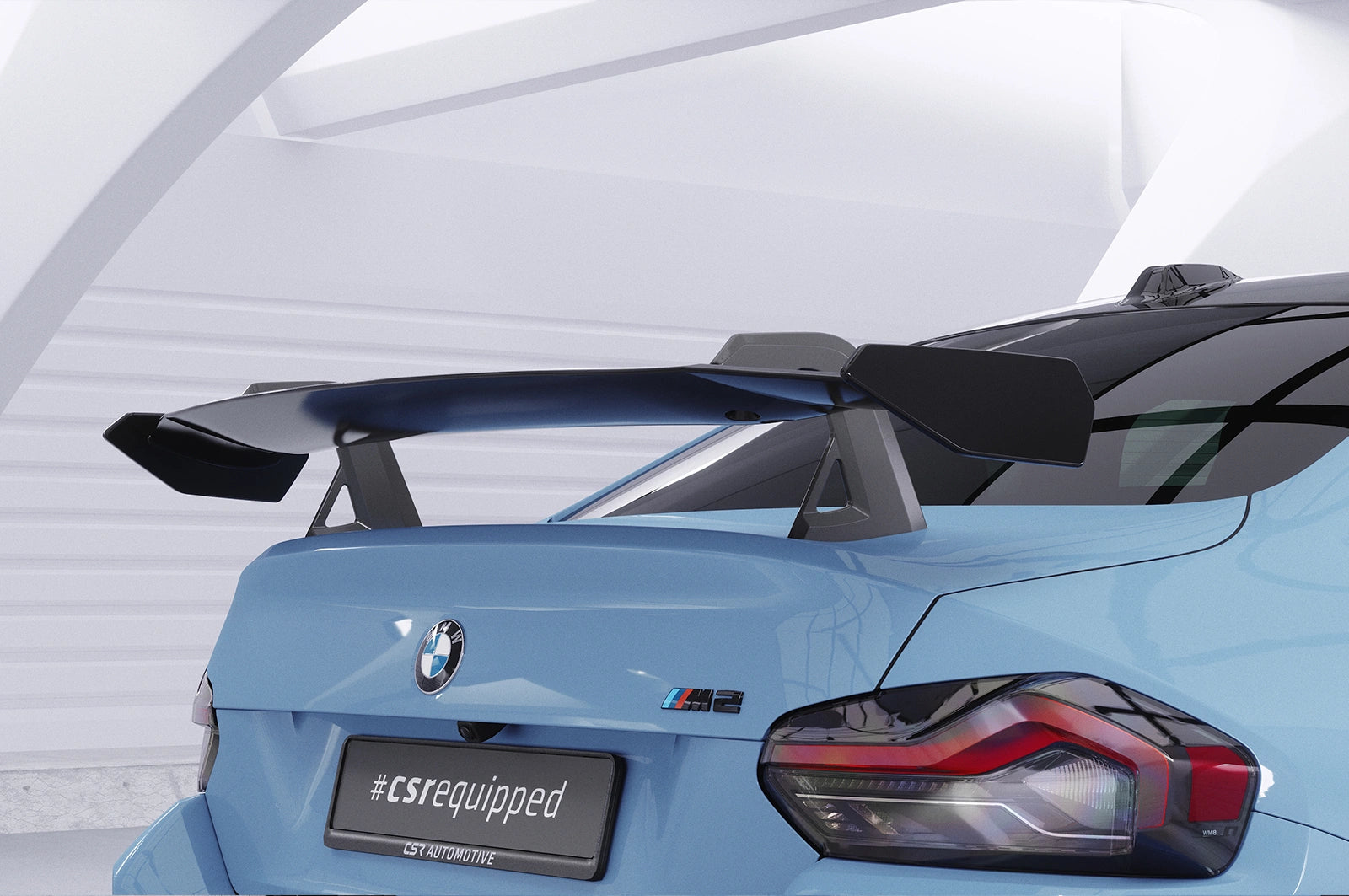CSR Schwanenhals Heckflügel mit ABE für BMW 2er G42 / M2 G87 Coupe SHF056-D02-F002-C | Carbon Look Hochglanz (keine Lackierung erforderlich)