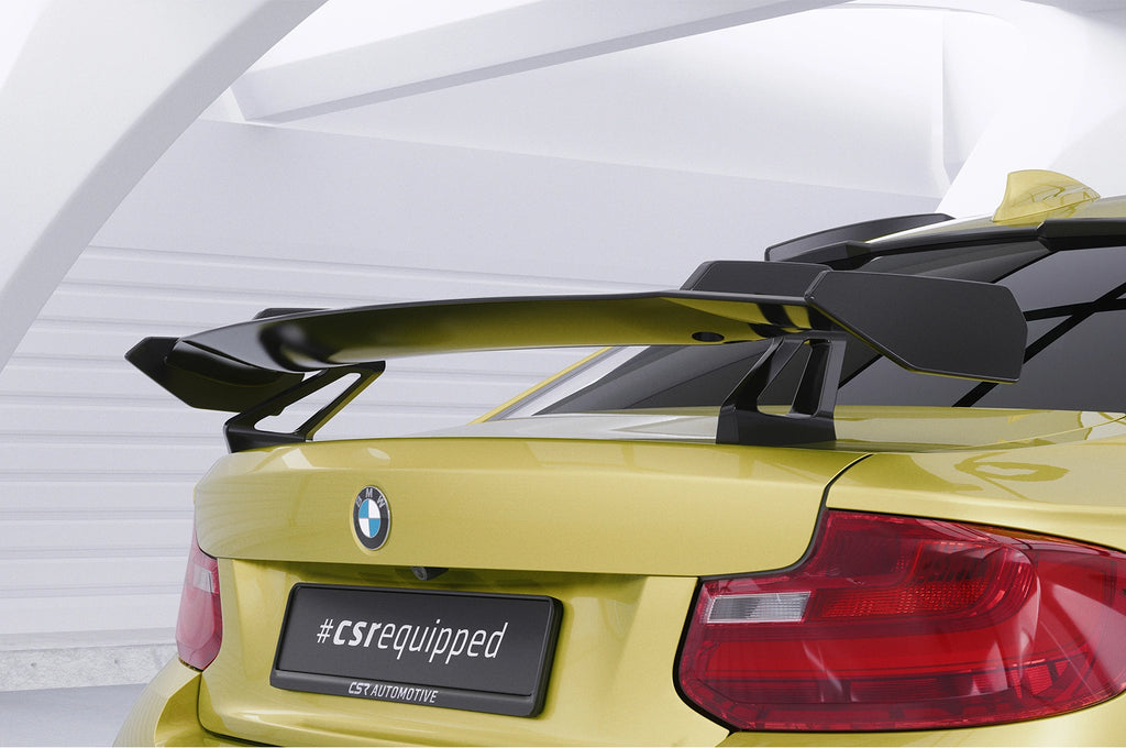 CSR Schwanenhals Heckflügel mit ABE für BMW 2er/M2 F22/F23/F87 Coupe SHF011-D01-F002-C | Carbon Look Hochglanz (keine Lackierung erforderlich)