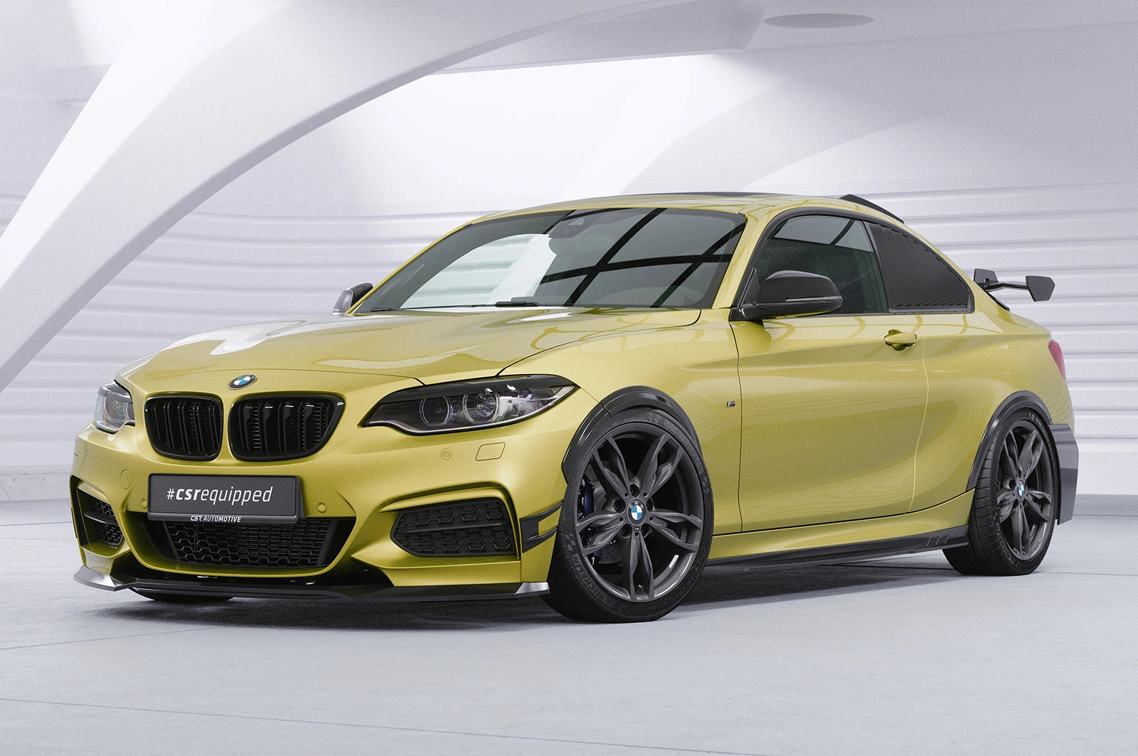 CSR Schwanenhals Heckflügel mit ABE für BMW 2er/M2 F22/F23/F87 Coupe SHF011-D01-F002-F-P | Schwarz lackiert (keine Lackierung erforderlich)
