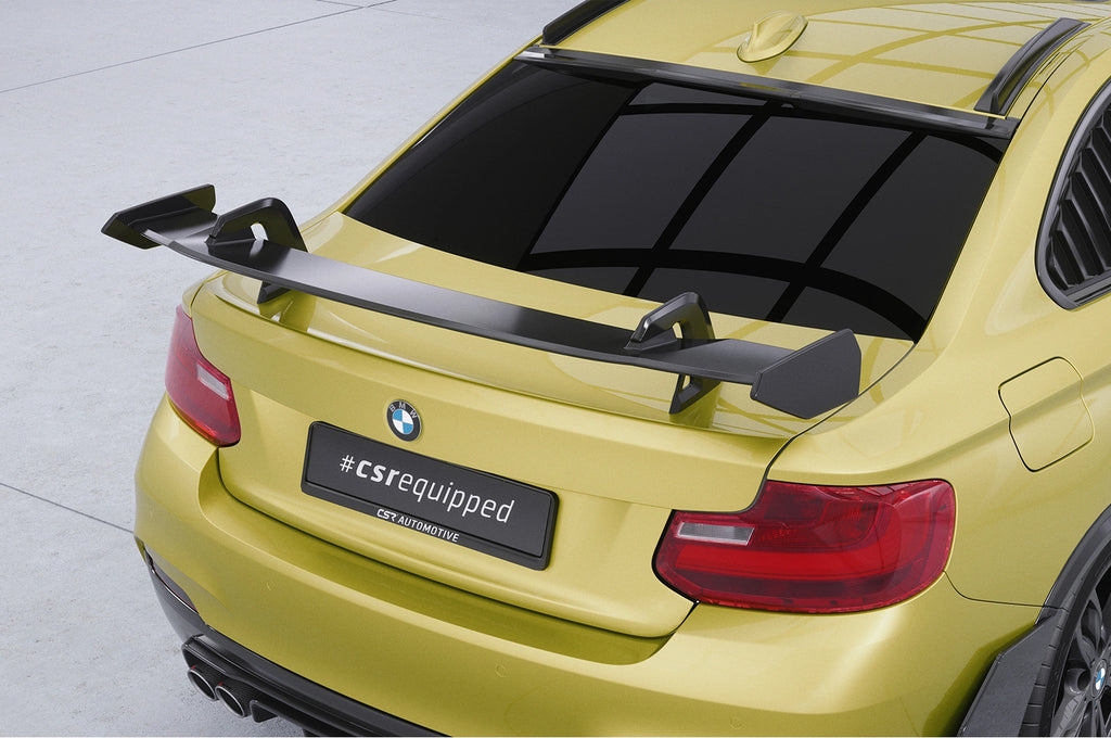 CSR Schwanenhals Heckflügel mit ABE für BMW 2er/M2 F22/F23/F87 Coupe SHF011-D02-F002-C | Carbon Look Hochglanz (keine Lackierung erforderlich)
