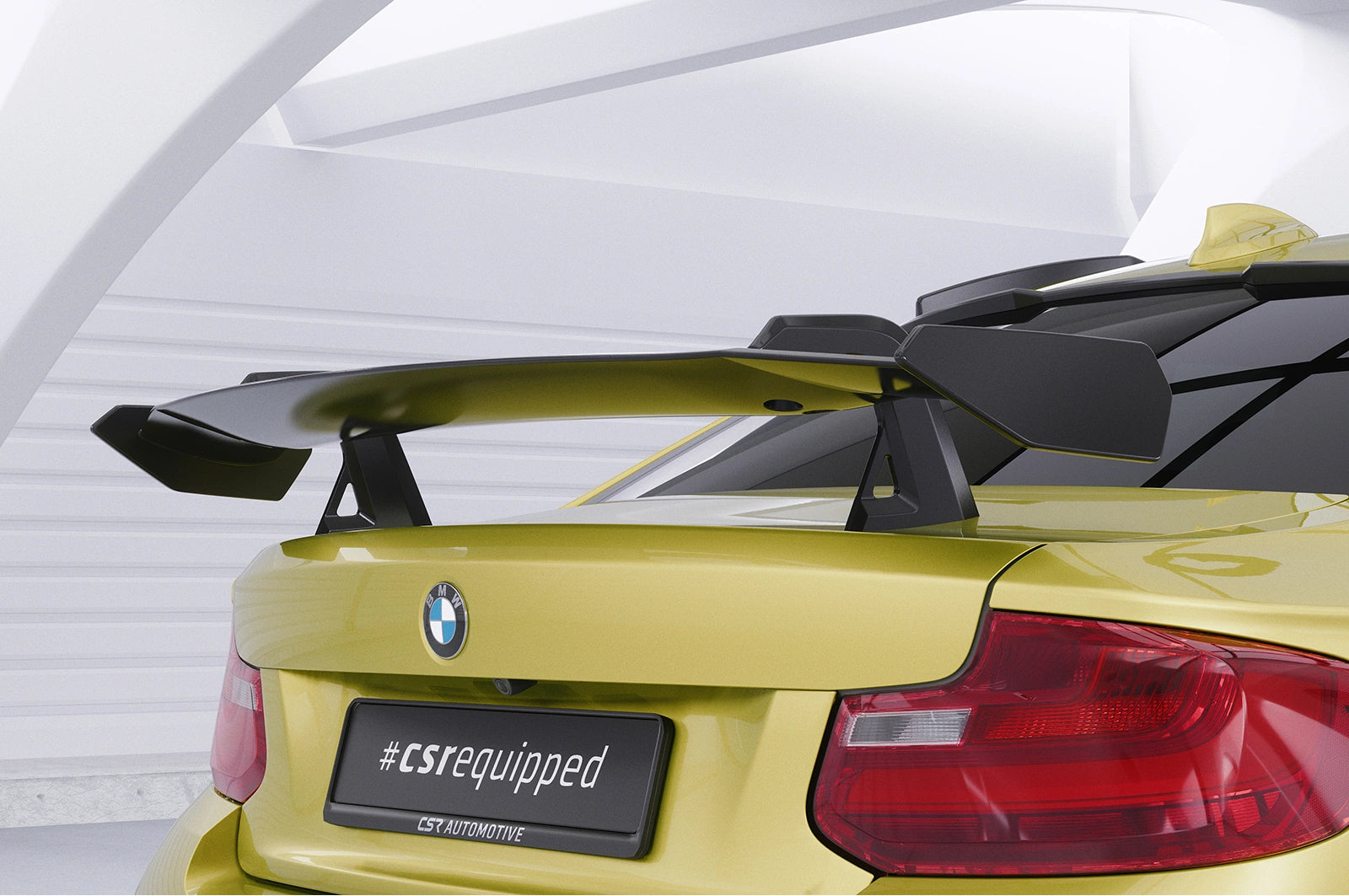 CSR Schwanenhals Heckflügel mit ABE für BMW 2er/M2 F22/F23/F87 Coupe SHF011-D02-F002-C | Carbon Look Hochglanz (keine Lackierung erforderlich)