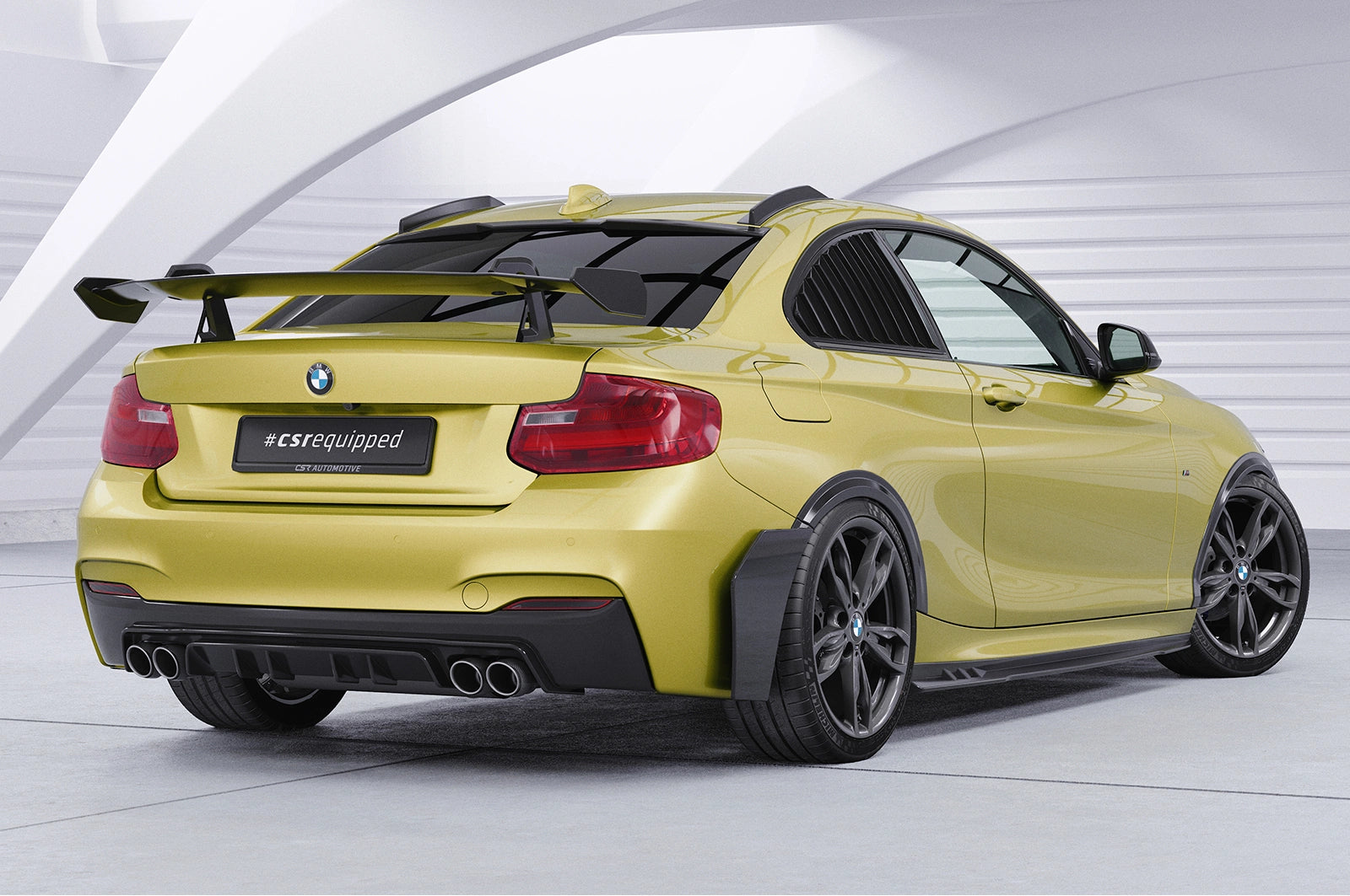CSR Schwanenhals Heckflügel mit ABE für BMW 2er/M2 F22/F23/F87 Coupe SHF011-D02-F002-F-L | Unlackiert roh (Lackierung erforderlich)