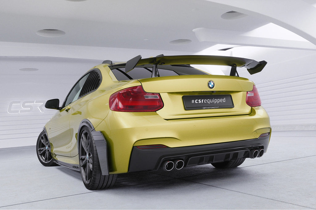 CSR Schwanenhals Heckflügel mit ABE für BMW 2er/M2 F22/F23/F87 Coupe SHF011-D02-F002-F-P | Schwarz lackiert (keine Lackierung erforderlich)