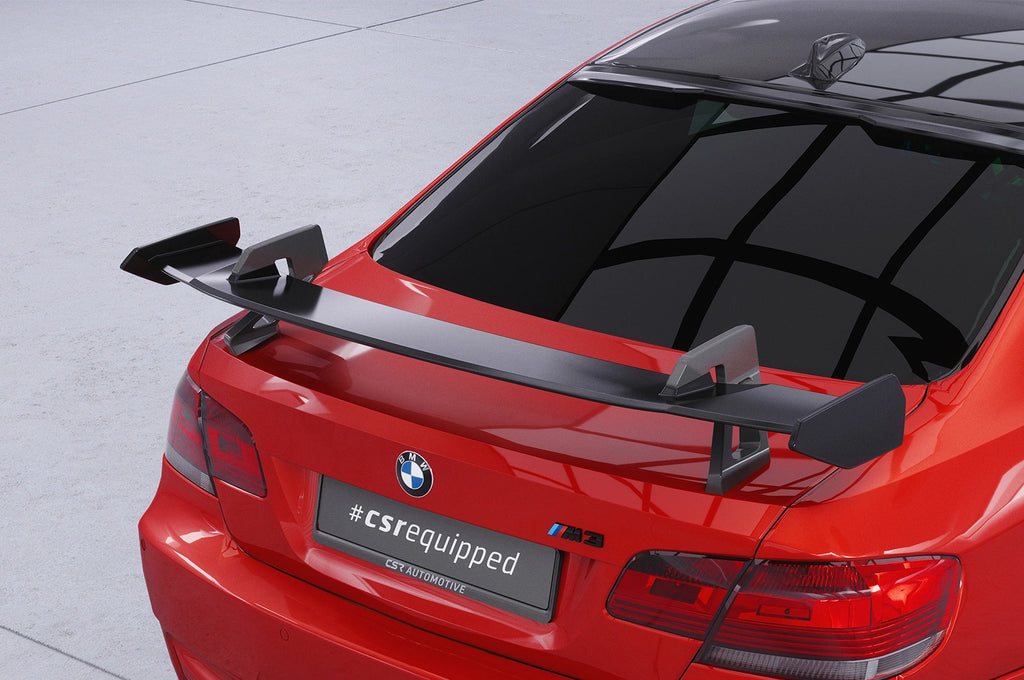 CSR Schwanenhals Heckflügel mit ABE für BMW 3er E92 / M3 E92 Coupe SHF013-D01-F002-C | Carbon Look Hochglanz (keine Lackierung erforderlich)