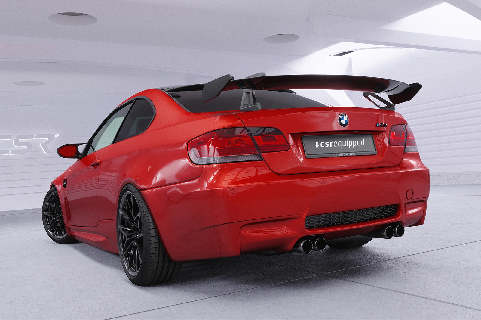 CSR Schwanenhals Heckflügel mit ABE für BMW 3er E92 / M3 E92 Coupe SHF013-D01-F002-F-P | Schwarz lackiert (keine Lackierung erforderlich)