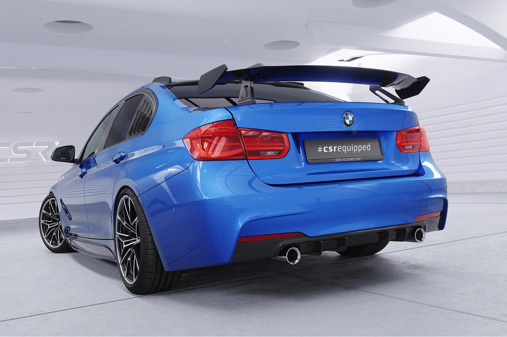 CSR Schwanenhals Heckflügel mit ABE für BMW 3er F30 / M3 F80 Limousine SHF003-D01-F002-C | Carbon Look Hochglanz (keine Lackierung erforderlich)