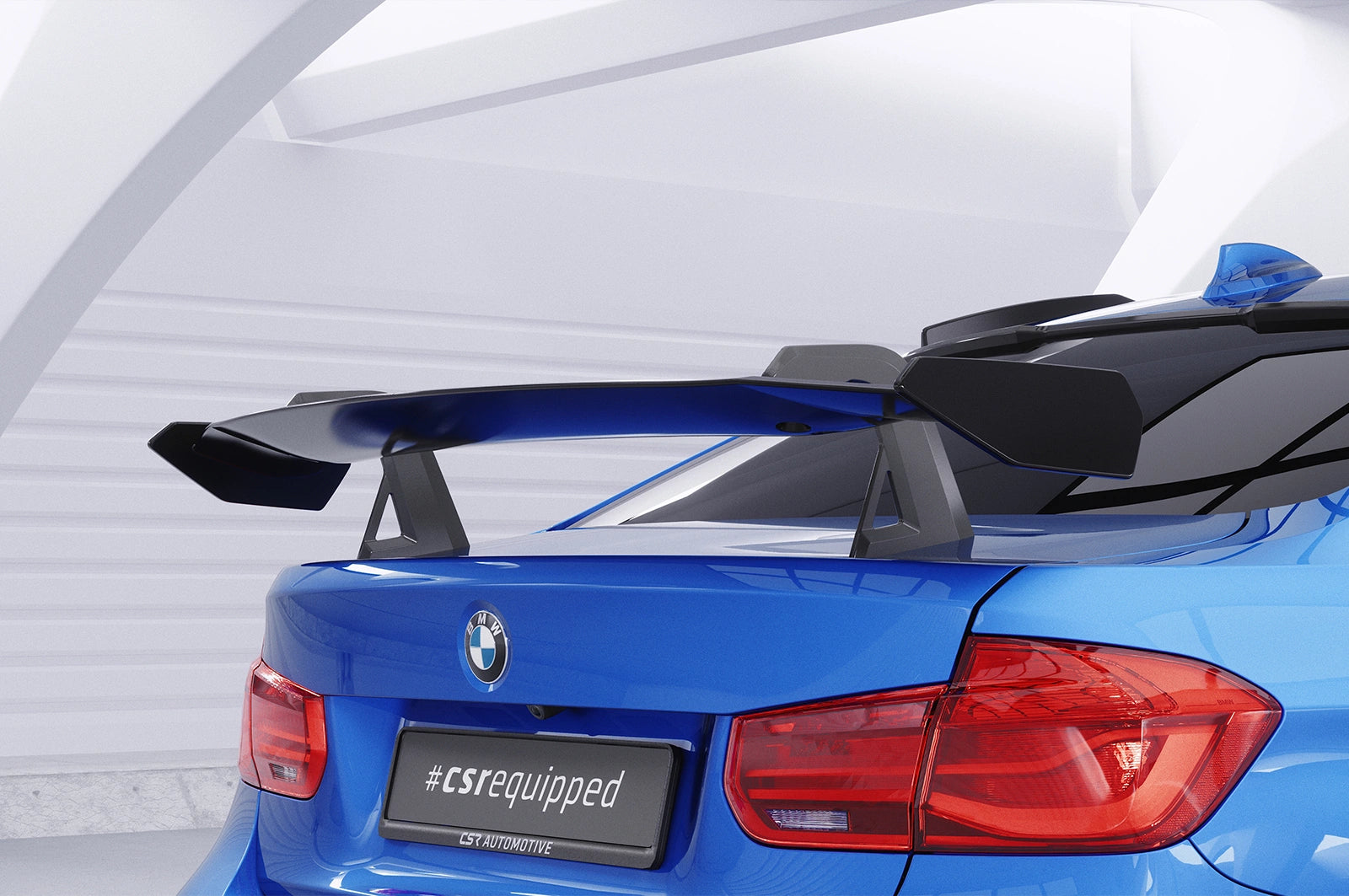 CSR Schwanenhals Heckflügel mit ABE für BMW 3er F30 / M3 F80 Limousine SHF003-D02-F002-C | Carbon Look Hochglanz (keine Lackierung erforderlich)