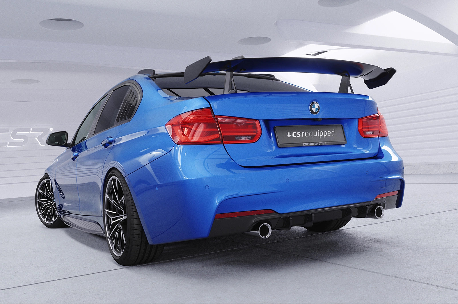 CSR Schwanenhals Heckflügel mit ABE für BMW 3er F30 / M3 F80 Limousine SHF003-D02-F002-F-P | Schwarz lackiert (keine Lackierung erforderlich)