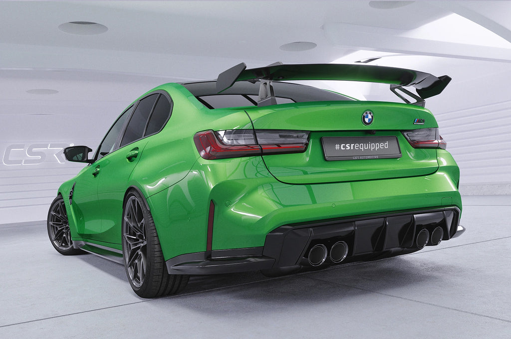 CSR Schwanenhals Heckflügel mit ABE für BMW 3er G20 / M3 G80 Limousine SHF058-D01-F002-C | Carbon Look Hochglanz (keine Lackierung erforderlich)