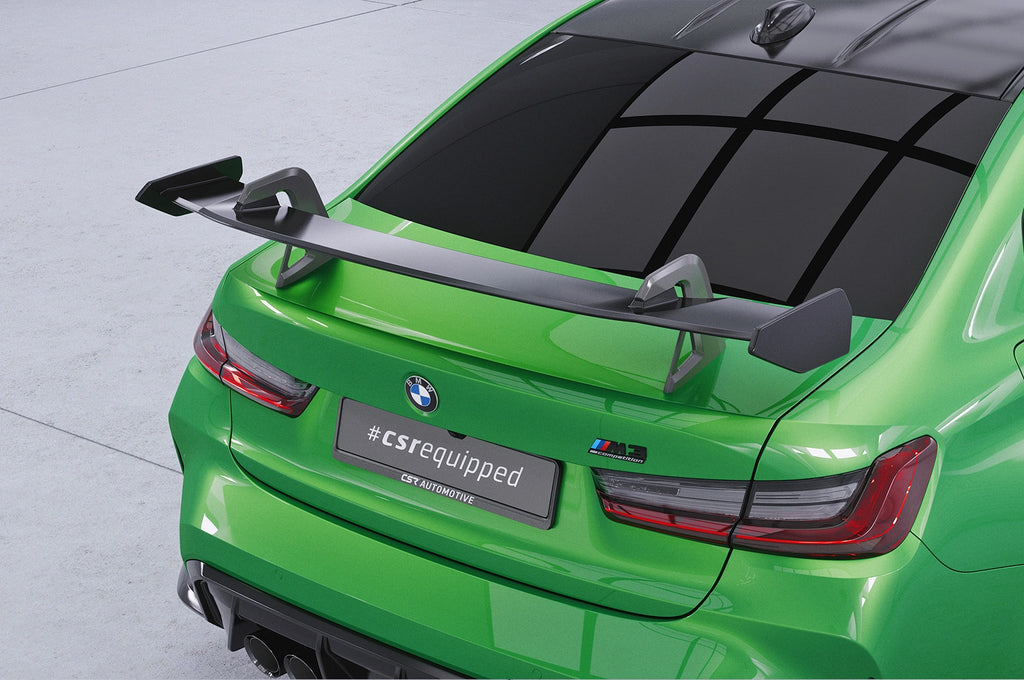 CSR Schwanenhals Heckflügel mit ABE für BMW 3er G20 / M3 G80 Limousine SHF058-D02-F002-C | Carbon Look Hochglanz (keine Lackierung erforderlich)