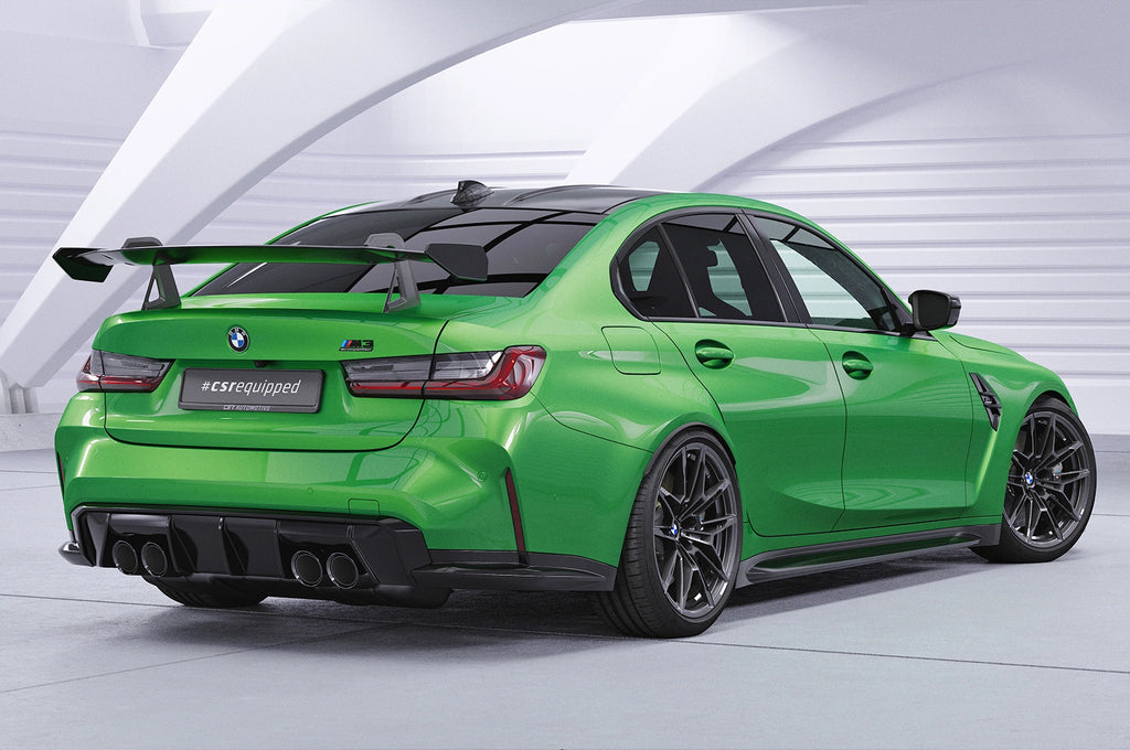 CSR Schwanenhals Heckflügel mit ABE für BMW 3er G20 / M3 G80 Limousine SHF058-D02-F002-C | Carbon Look Hochglanz (keine Lackierung erforderlich)