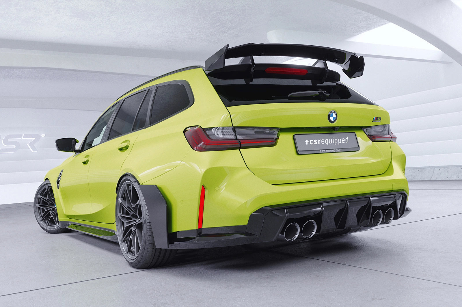 CSR Schwanenhals Heckflügel mit ABE für BMW 3er G21/ M3 G81 Touring SHF053-F004-F-P | Schwarz lackiert (keine Lackierung erforderlich)