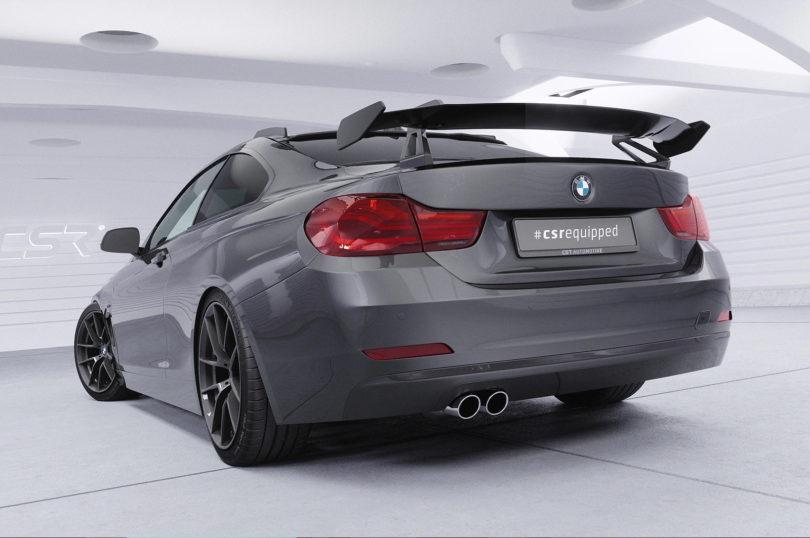 CSR Schwanenhals Heckflügel mit ABE für BMW 4er F32 Coupe SHF015-D01-F002-C | Carbon Look Hochglanz (keine Lackierung erforderlich)