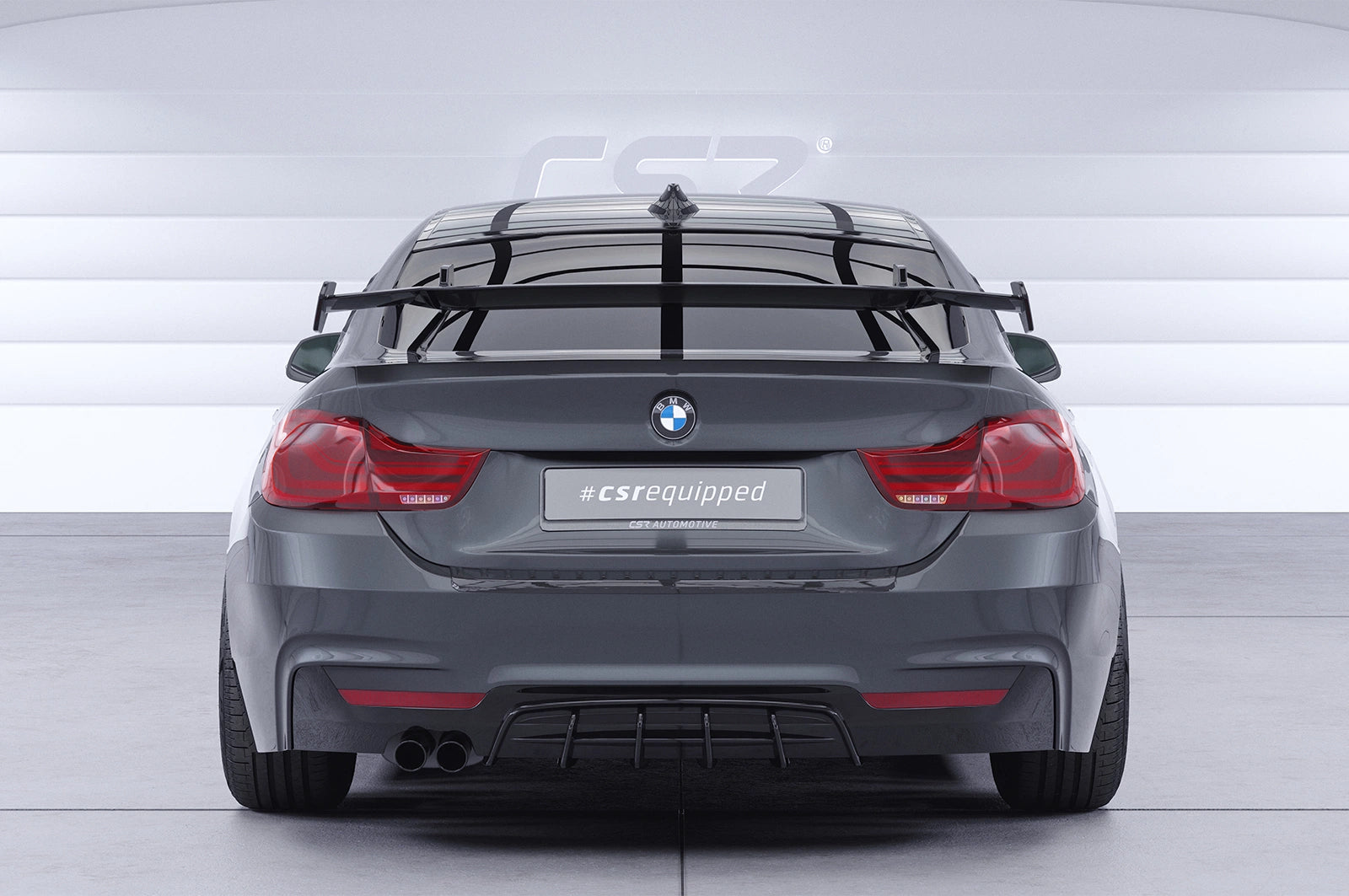 CSR Schwanenhals Heckflügel mit ABE für BMW 4er F36 Gran Coupe SHF027-D01-F002-C | Carbon Look Hochglanz (keine Lackierung erforderlich)