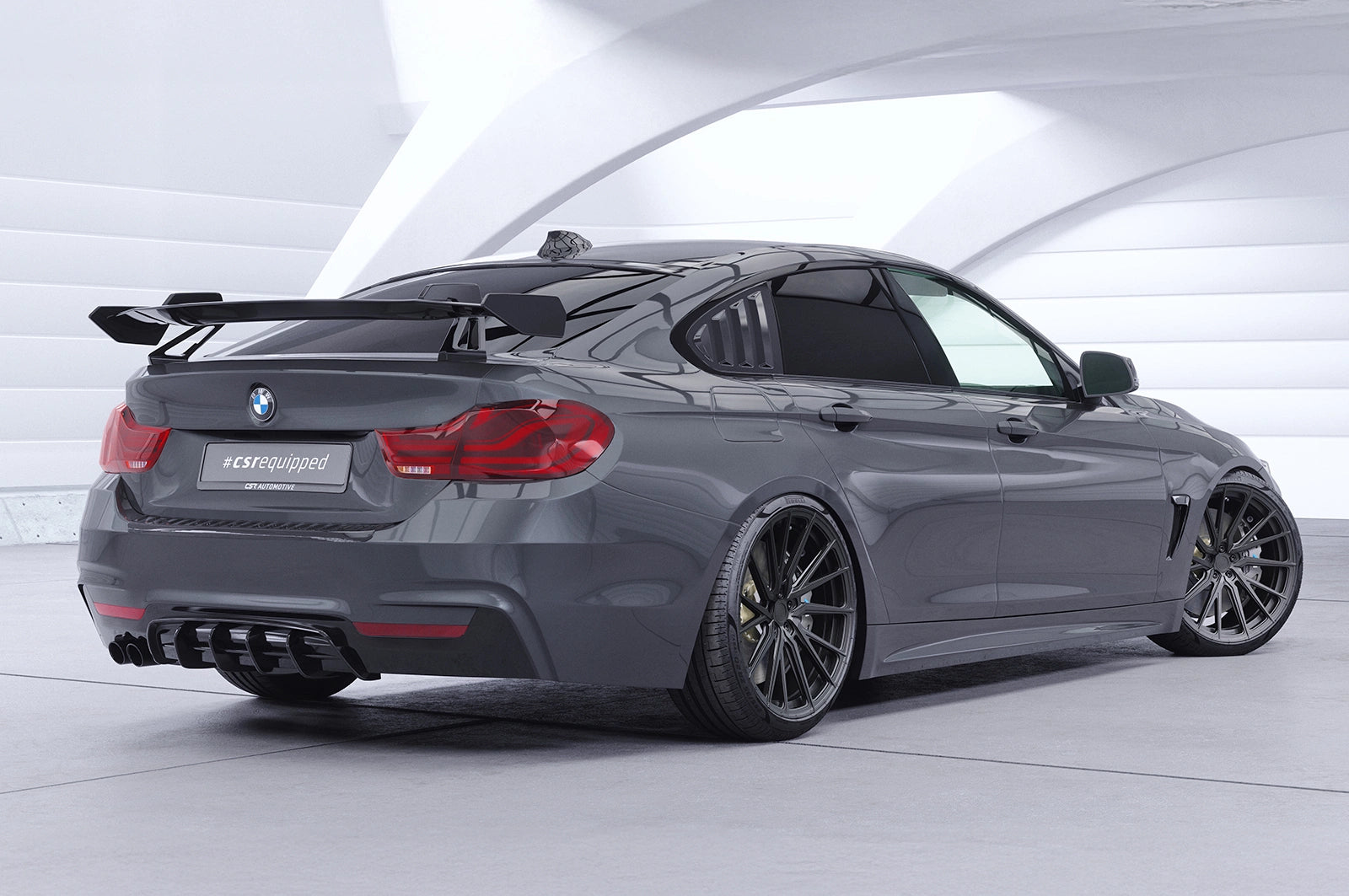 CSR Schwanenhals Heckflügel mit ABE für BMW 4er F36 Gran Coupe SHF027-D01-F002-F-L | Unlackiert roh (Lackierung erforderlich)