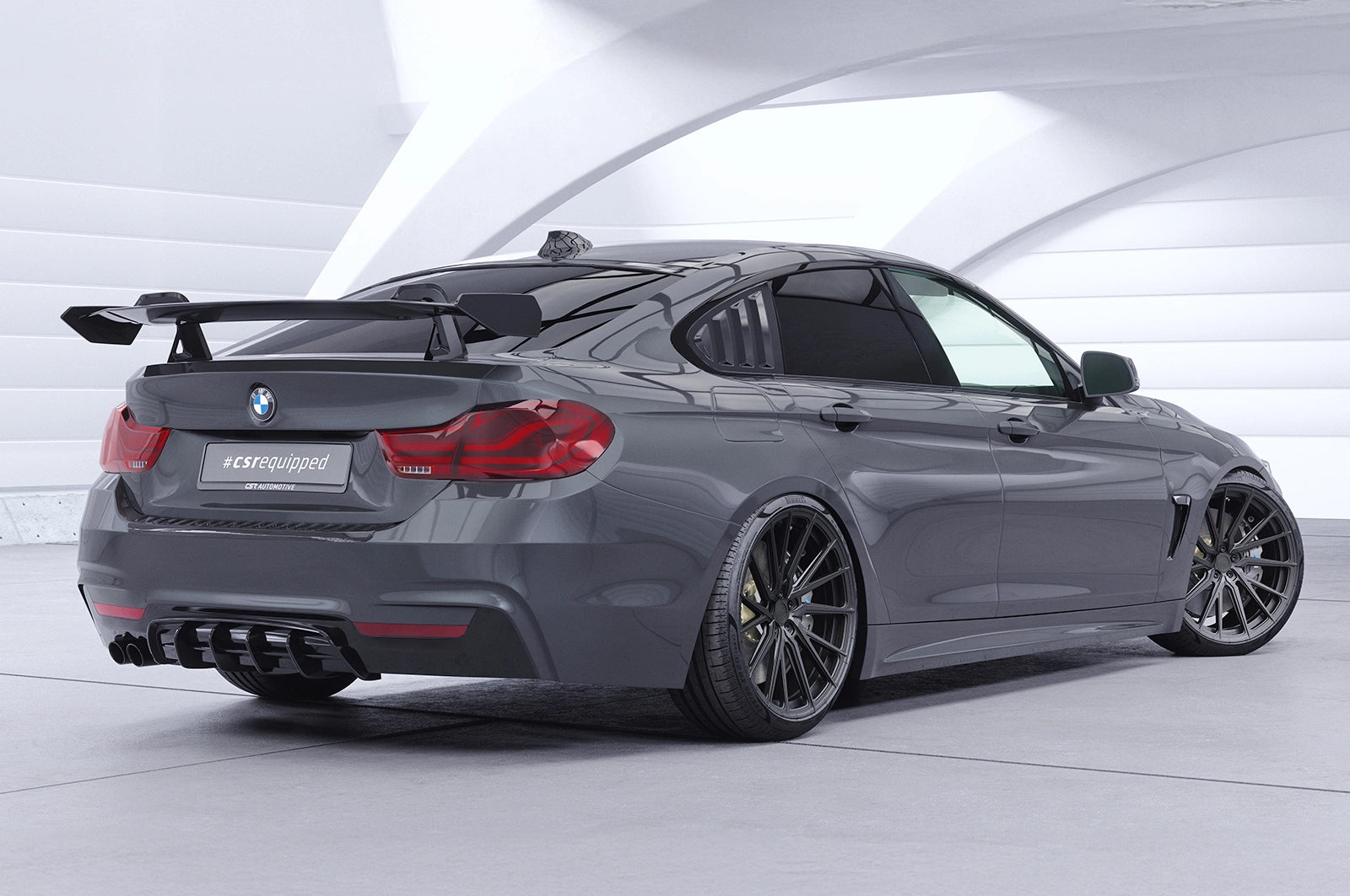 CSR Schwanenhals Heckflügel mit ABE für BMW 4er F36 Gran Coupe SHF027-D02-F002-F-P | Schwarz lackiert (keine Lackierung erforderlich)