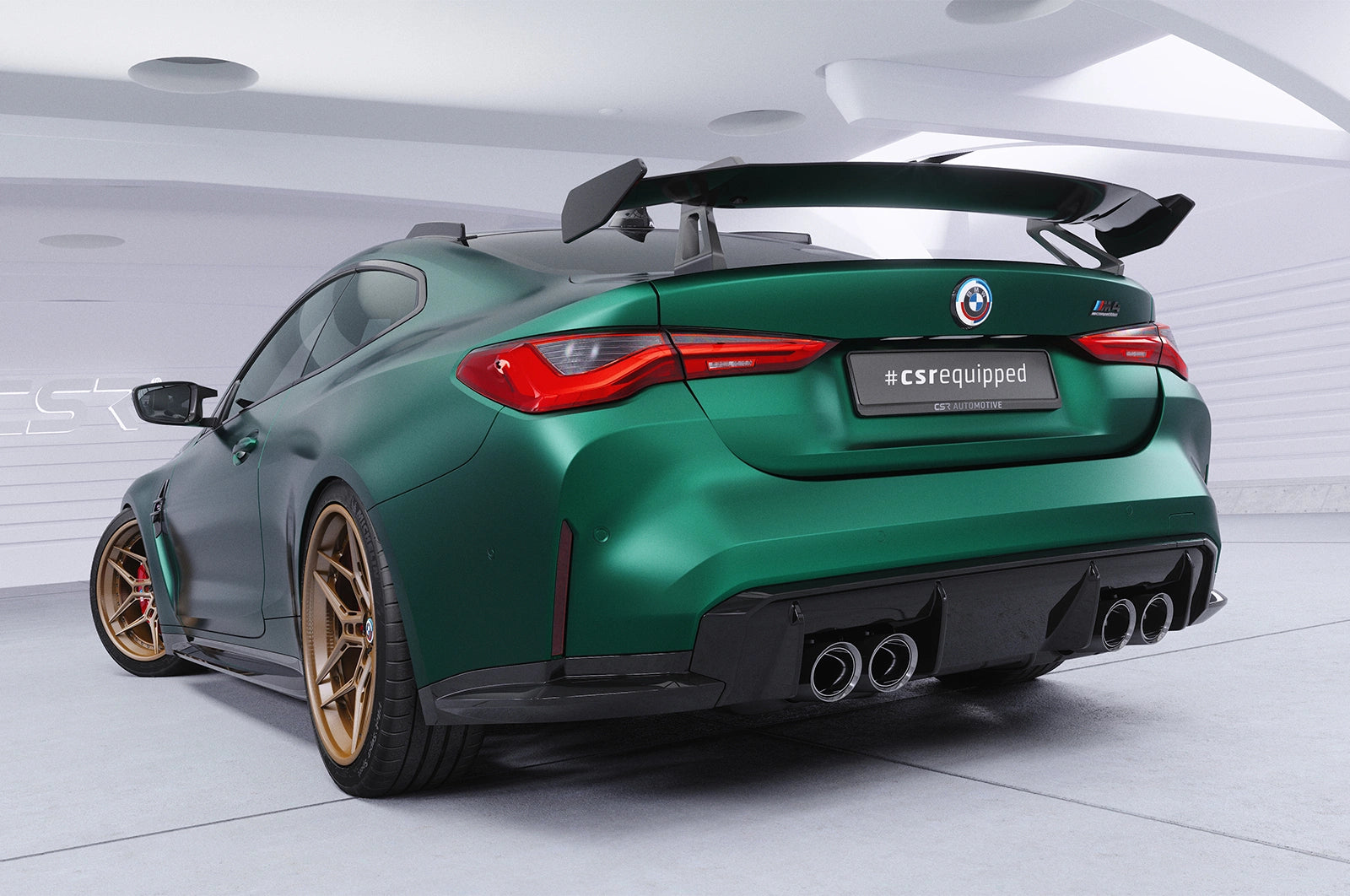 CSR Schwanenhals Heckflügel mit ABE für BMW 4er G22 / M4 G82 Coupe SHF017-D01-F002-C | Carbon Look Hochglanz (keine Lackierung erforderlich)