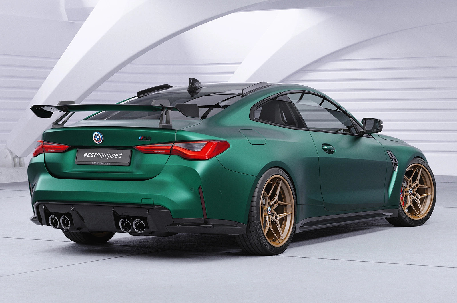CSR Schwanenhals Heckflügel mit ABE für BMW 4er G22 / M4 G82 Coupe SHF017-D01-F002-F-P | Schwarz lackiert (keine Lackierung erforderlich)