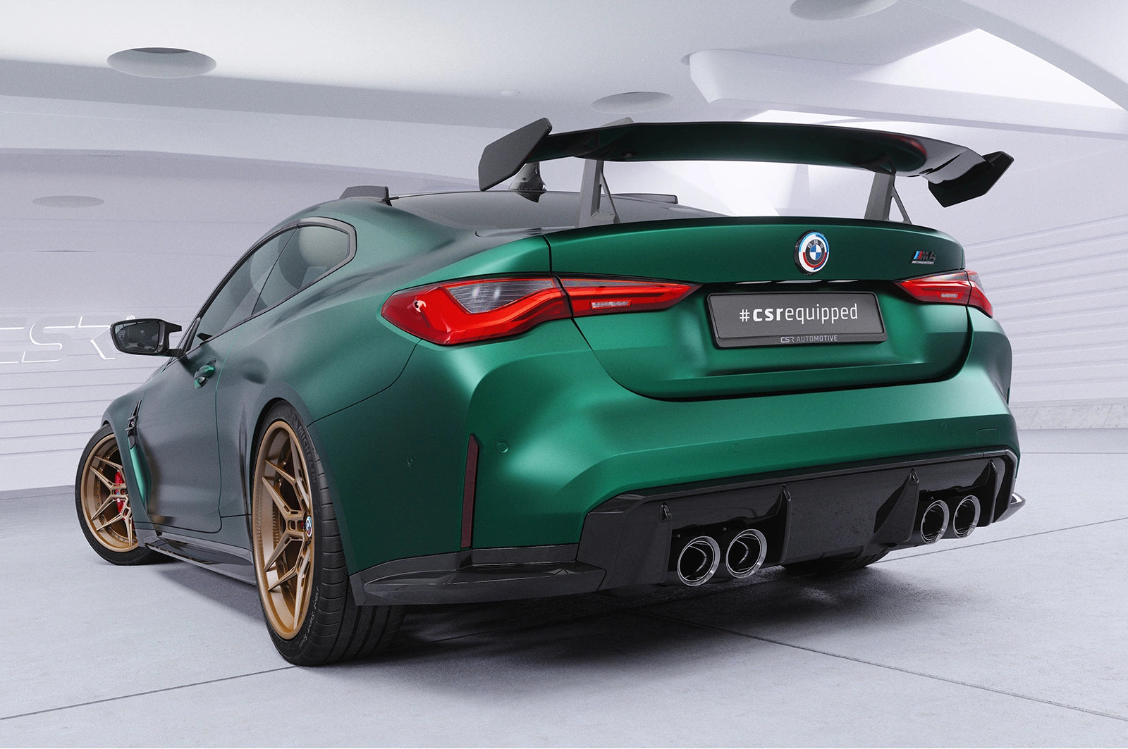 CSR Schwanenhals Heckflügel mit ABE für BMW 4er G22 / M4 G82 Coupe SHF017-D02-F002-C | Carbon Look Hochglanz (keine Lackierung erforderlich)