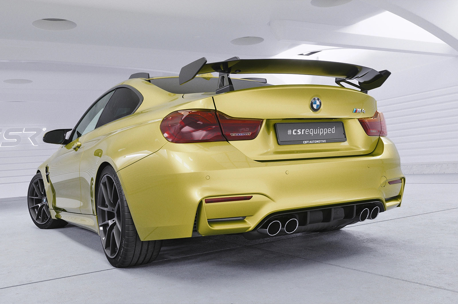 CSR Schwanenhals Heckflügel mit ABE für BMW M4 F82 Coupe SHF059-D01-F002-C | Carbon Look Hochglanz (keine Lackierung erforderlich)