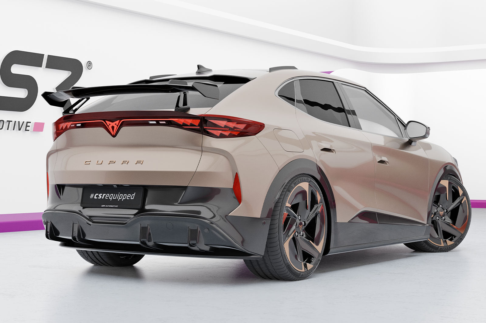 CSR Schwanenhals Heckflügel mit ABE für Cupra Tavascan SHF078-D01-F002-C | Carbon Look Hochglanz (keine Lackierung erforderlich)