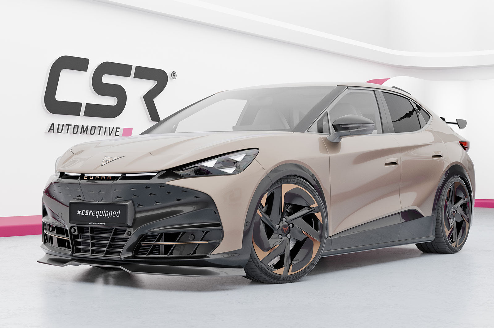 CSR Schwanenhals Heckflügel mit ABE für Cupra Tavascan SHF078-D01-F002-C | Carbon Look Hochglanz (keine Lackierung erforderlich)