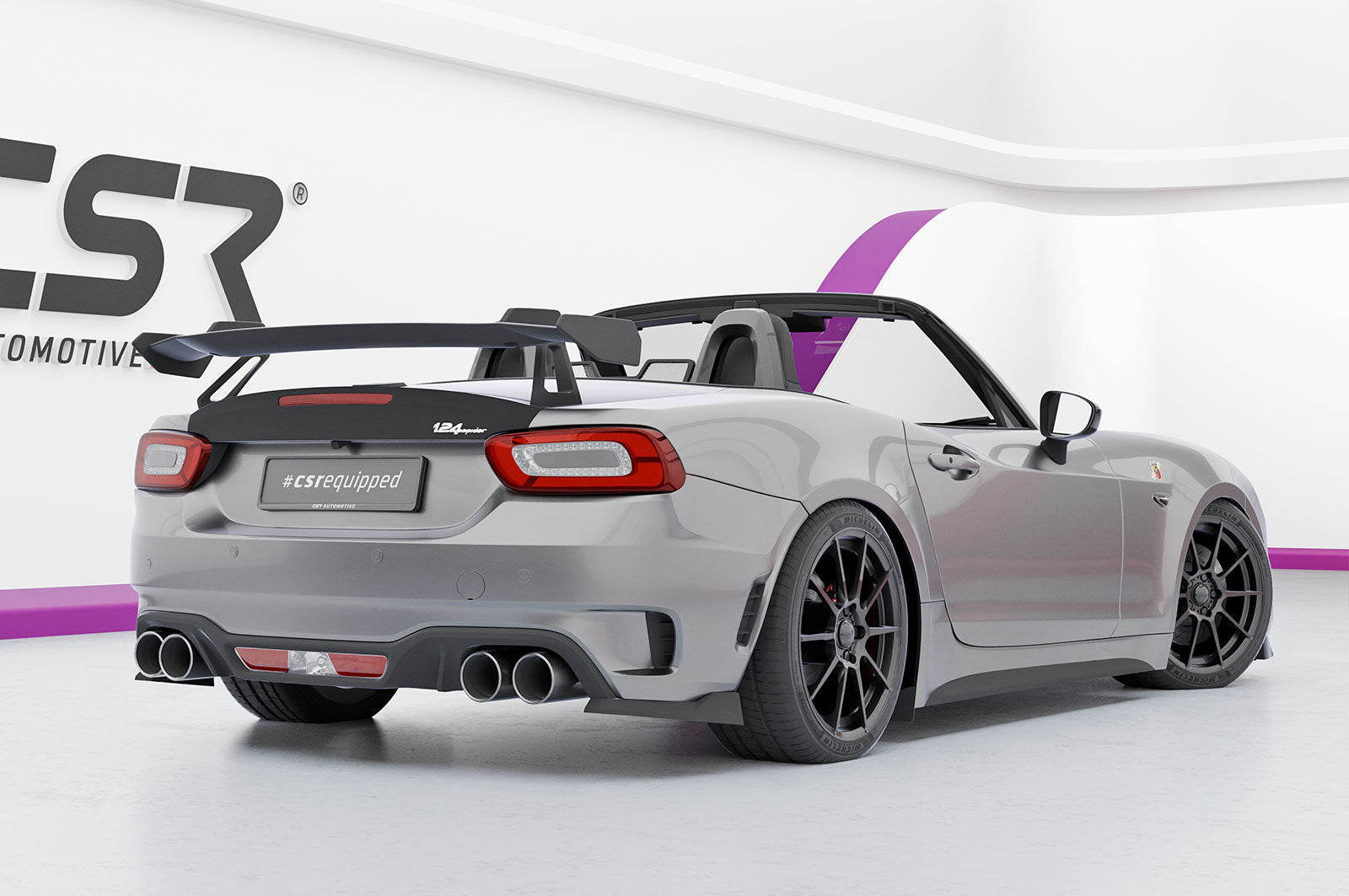CSR Schwanenhals Heckflügel mit ABE für Fiat 124 Spider SHF037-D01-F003-F-L Design 1