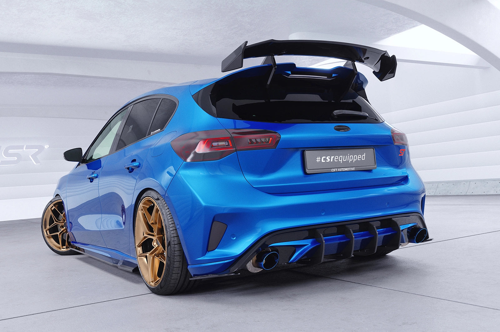 CSR Schwanenhals Heckflügel mit ABE für Ford Focus MK4 ST Schrägheck SHF087-F004-F-L | Unlackiert roh (Lackierung erforderlich)