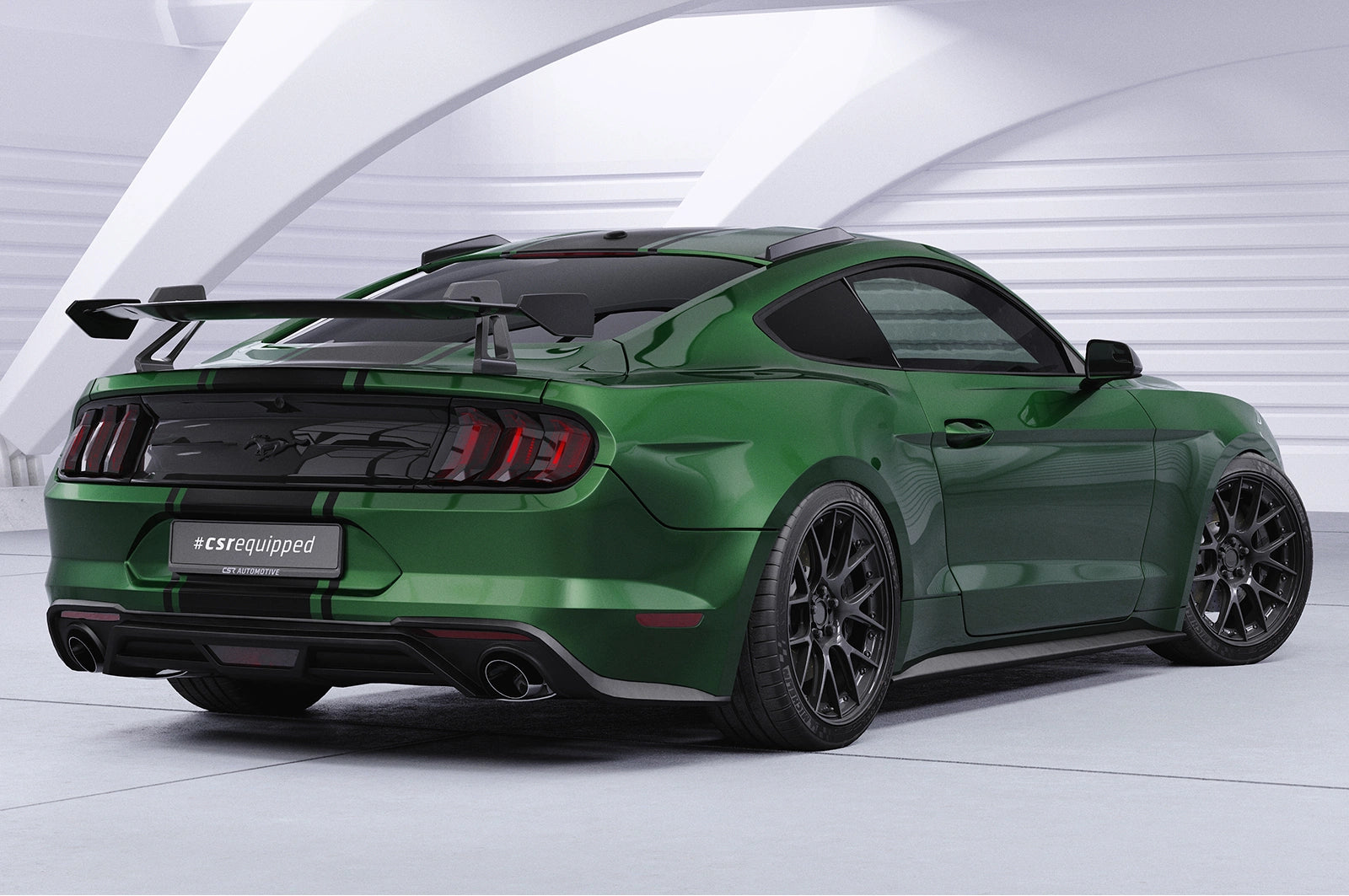CSR Schwanenhals Heckflügel mit ABE für Ford Mustang MK6 Coupe SHF070-D01-F002-C | Carbon Look Hochglanz (keine Lackierung erforderlich)