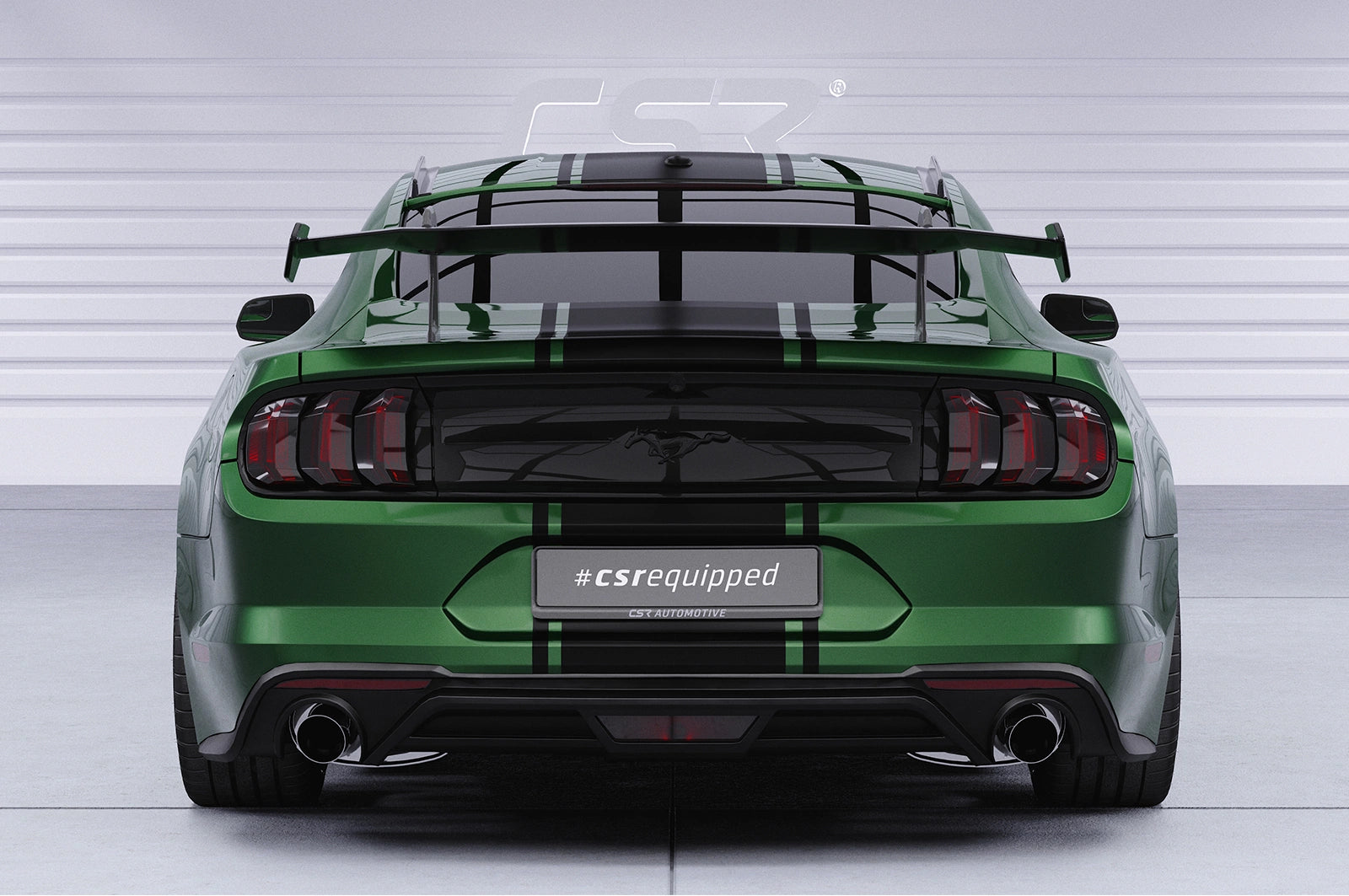 CSR Schwanenhals Heckflügel mit ABE für Ford Mustang MK6 Coupe SHF070-D01-F002-F-L | Unlackiert roh (Lackierung erforderlich)