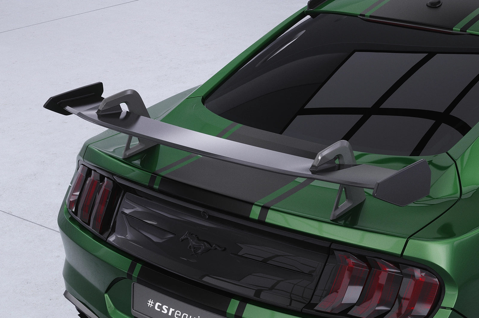 CSR Schwanenhals Heckflügel mit ABE für Ford Mustang MK6 Coupe SHF070-D02-F002-C | Carbon Look Hochglanz (keine Lackierung erforderlich)