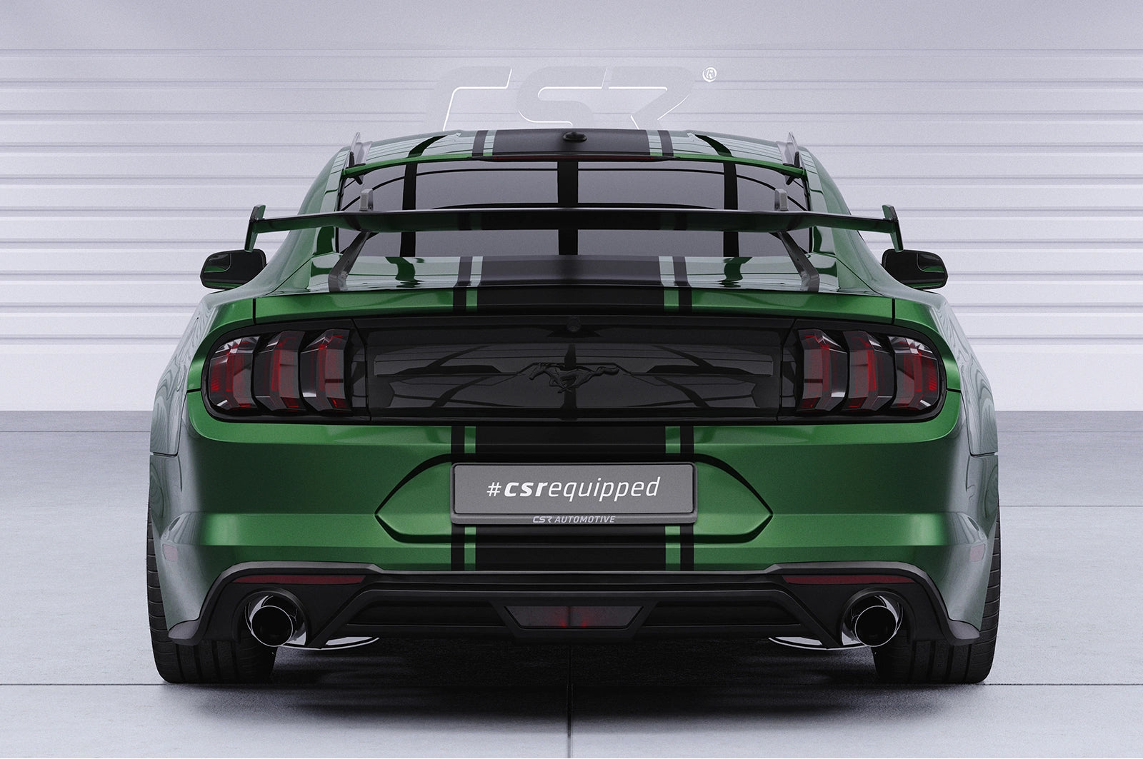 CSR Schwanenhals Heckflügel mit ABE für Ford Mustang MK6 Coupe SHF070-D02-F002-C | Carbon Look Hochglanz (keine Lackierung erforderlich)