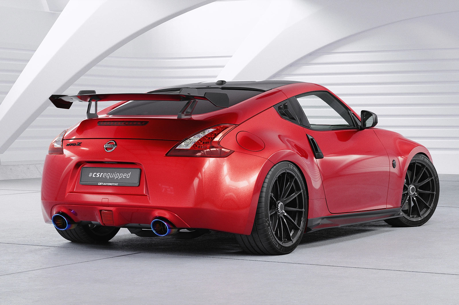 CSR Schwanenhals Heckflügel mit ABE für Nissan 370Z (Z34) Coupe SHF061-D01-F002-C | Carbon Look Hochglanz (keine Lackierung erforderlich)