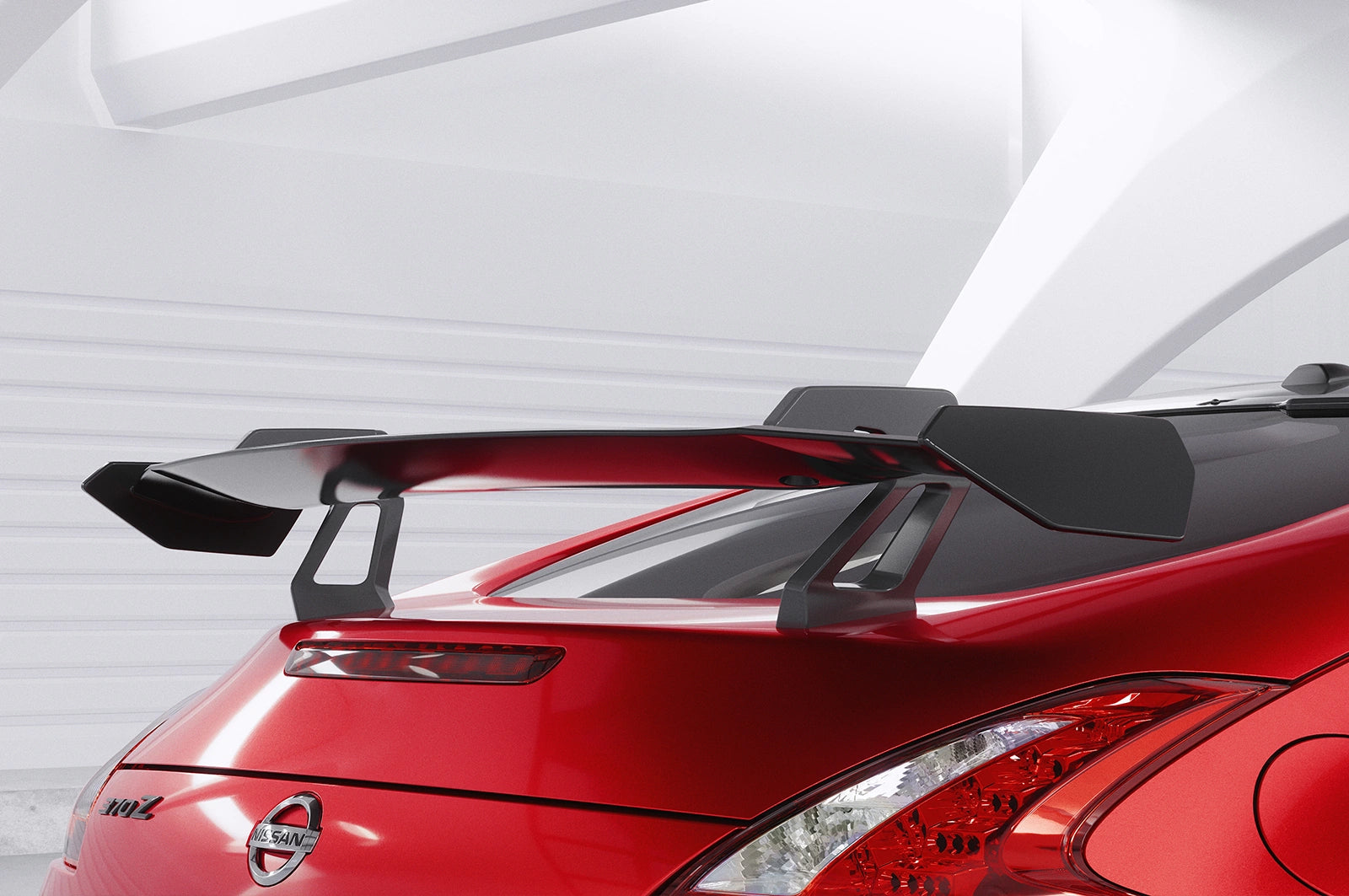 CSR Schwanenhals Heckflügel mit ABE für Nissan 370Z (Z34) Coupe SHF061-D01-F002-F-P | Schwarz lackiert (keine Lackierung erforderlich)