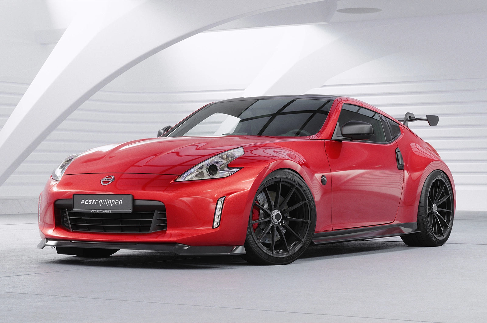 CSR Schwanenhals Heckflügel mit ABE für Nissan 370Z (Z34) Coupe SHF061-D01-F002-F-P | Schwarz lackiert (keine Lackierung erforderlich)