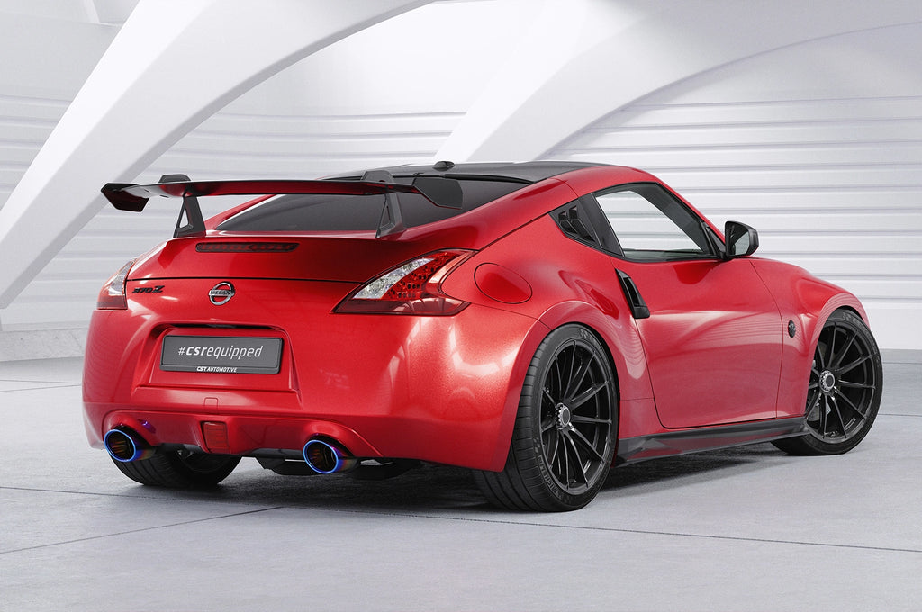 CSR Schwanenhals Heckflügel mit ABE für Nissan 370Z (Z34) Coupe SHF061-D02-F002-C | Carbon Look Hochglanz (keine Lackierung erforderlich)