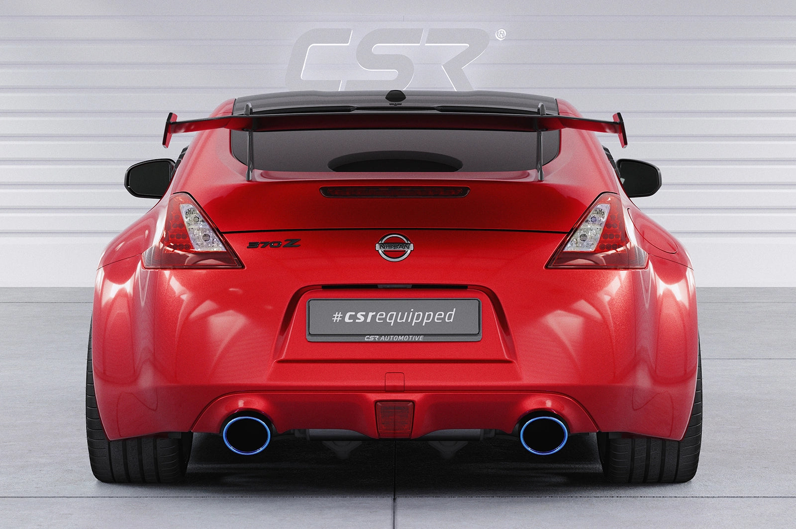 CSR Schwanenhals Heckflügel mit ABE für Nissan 370Z (Z34) Coupe SHF061-D02-F002-C | Carbon Look Hochglanz (keine Lackierung erforderlich)