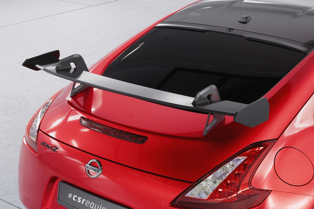 CSR Schwanenhals Heckflügel mit ABE für Nissan 370Z (Z34) Coupe SHF061-D02-F002-F-P | Schwarz lackiert (keine Lackierung erforderlich)