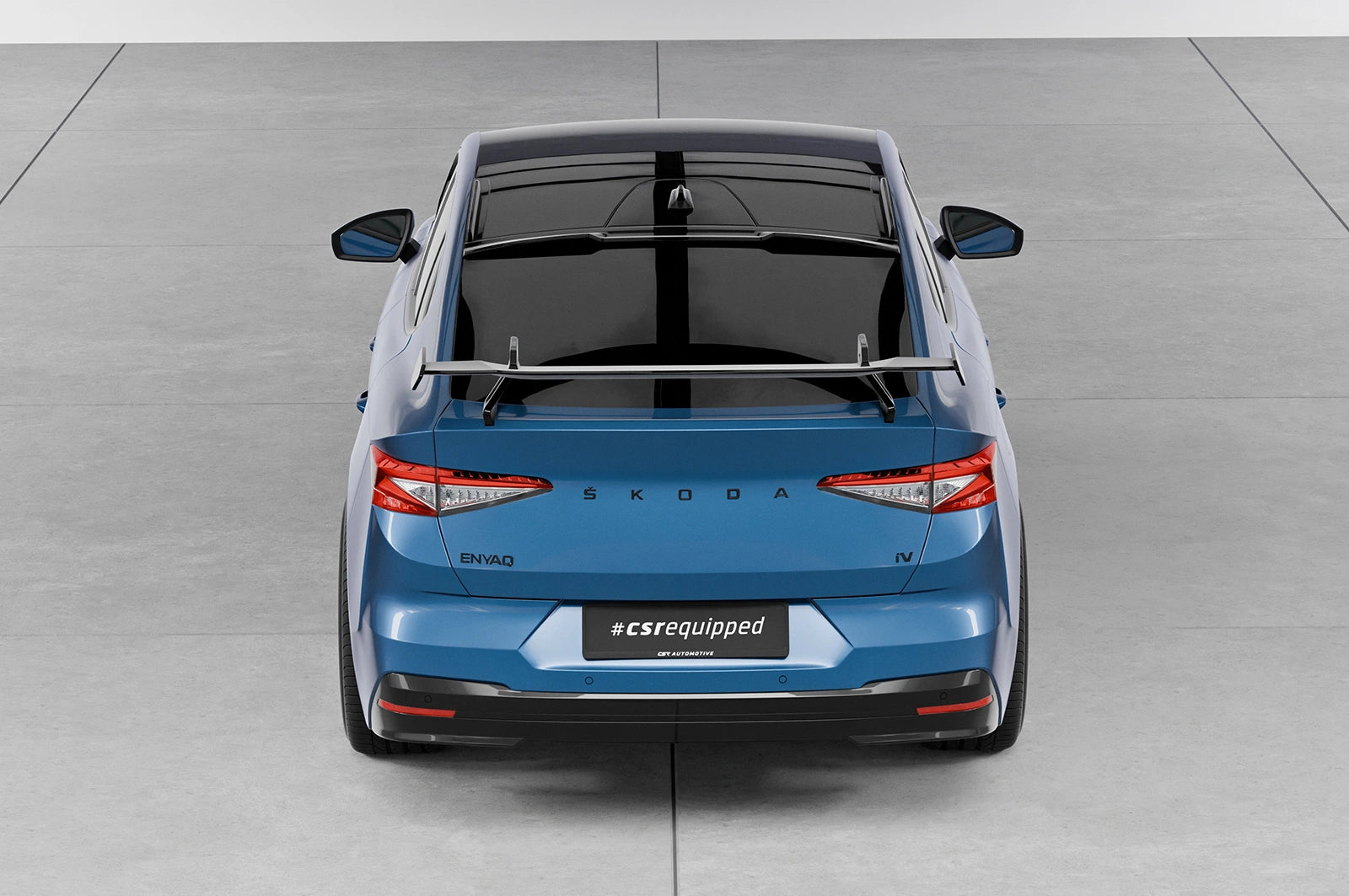CSR Schwanenhals Heckflügel mit ABE für Skoda Enyaq iV Coupe SHF009-D01-F002-C | Carbon Look Hochglanz (keine Lackierung erforderlich)